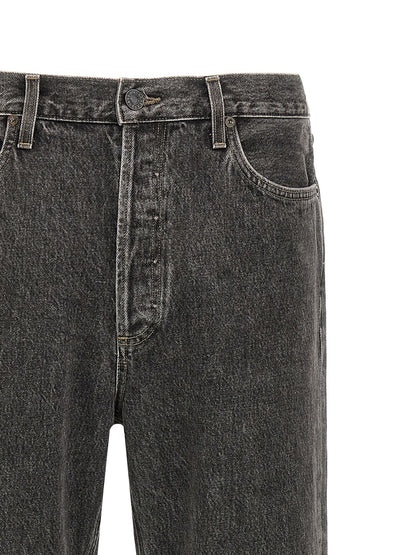 Jeans by Agolde for men in organic cotton denim gray features an sartorial straight-leg and long with a mid rise cut for a sartorial finish.