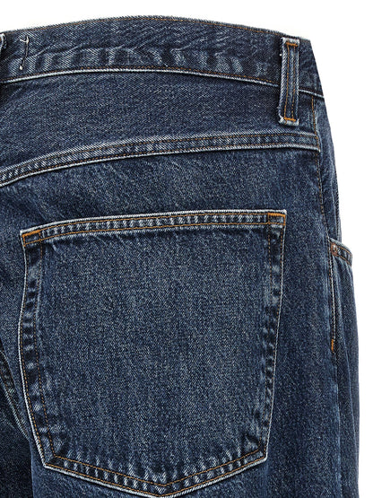 Jeans by Agolde for men in organic cotton denim blue features an sartorial wide and long with a cut for a sartorial finish.