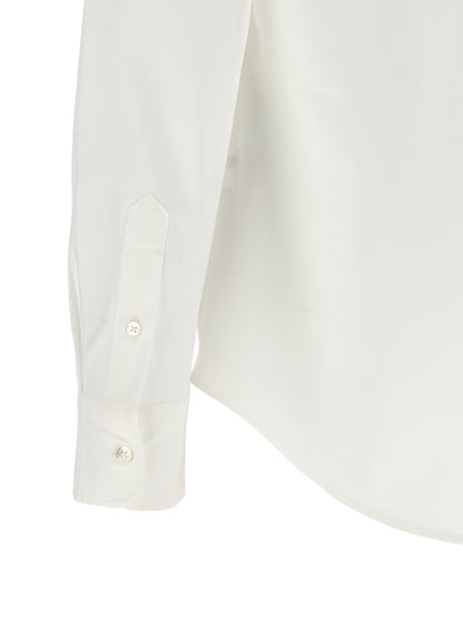 Blouse by Polo Ralph Lauren for women in stretch cotton pearl, white & signature showcases a sharp silhouette, elegantly detailed with a sharp and sharp .