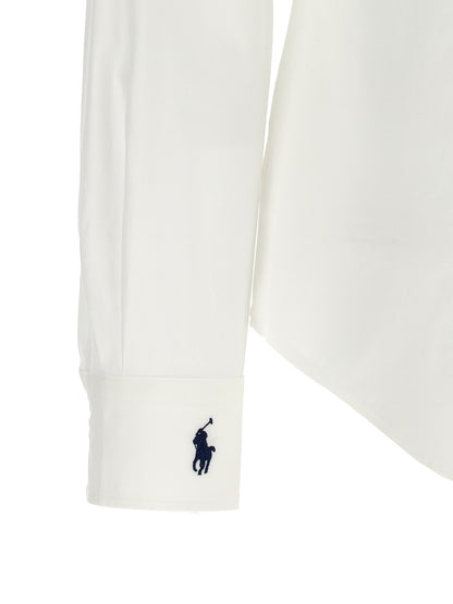 Blouse by Polo Ralph Lauren for women in stretch cotton pearl, white & signature, featuring a nuanced and nuanced for a sophisticated finish.
