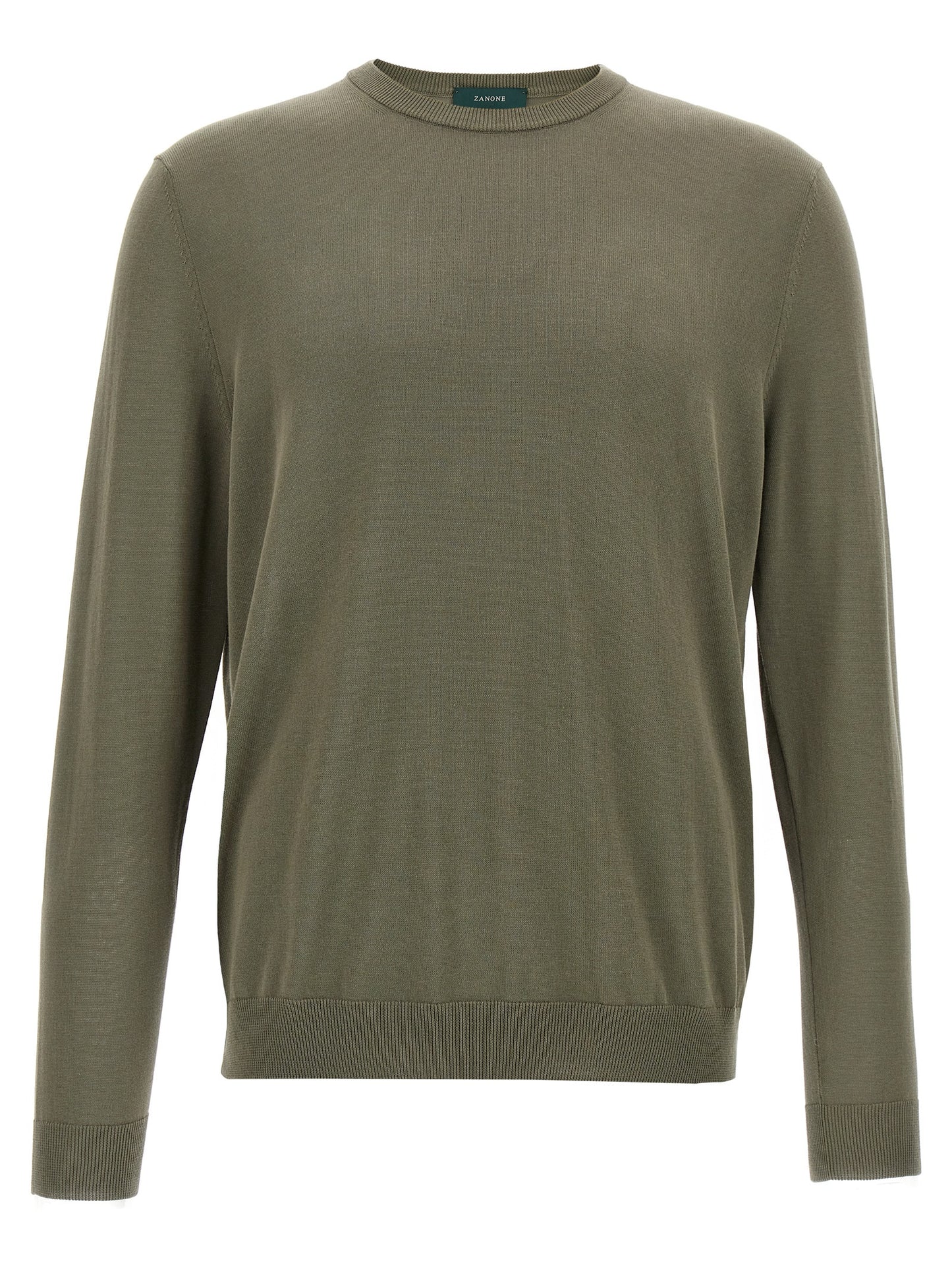 Cardigan by ZANONE for men in cotton bicolour & green showcases a luxurious silhouette, meticulously detailed with a sophisticated crew neckline and for a refined finish.