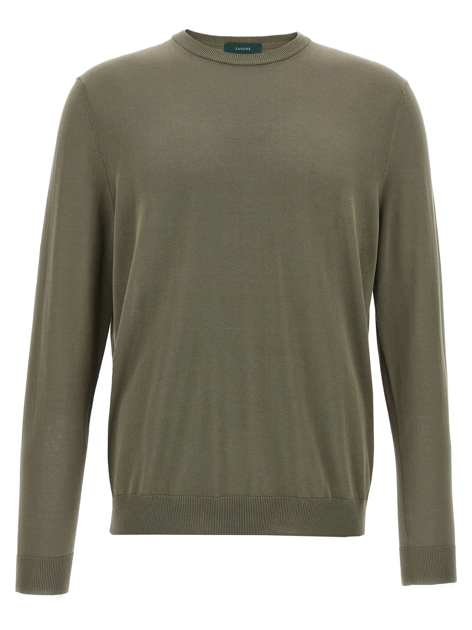 Cardigan by ZANONE for men in cotton bicolour & green showcases a luxurious silhouette, meticulously detailed with a sophisticated crew neckline and for a refined finish.