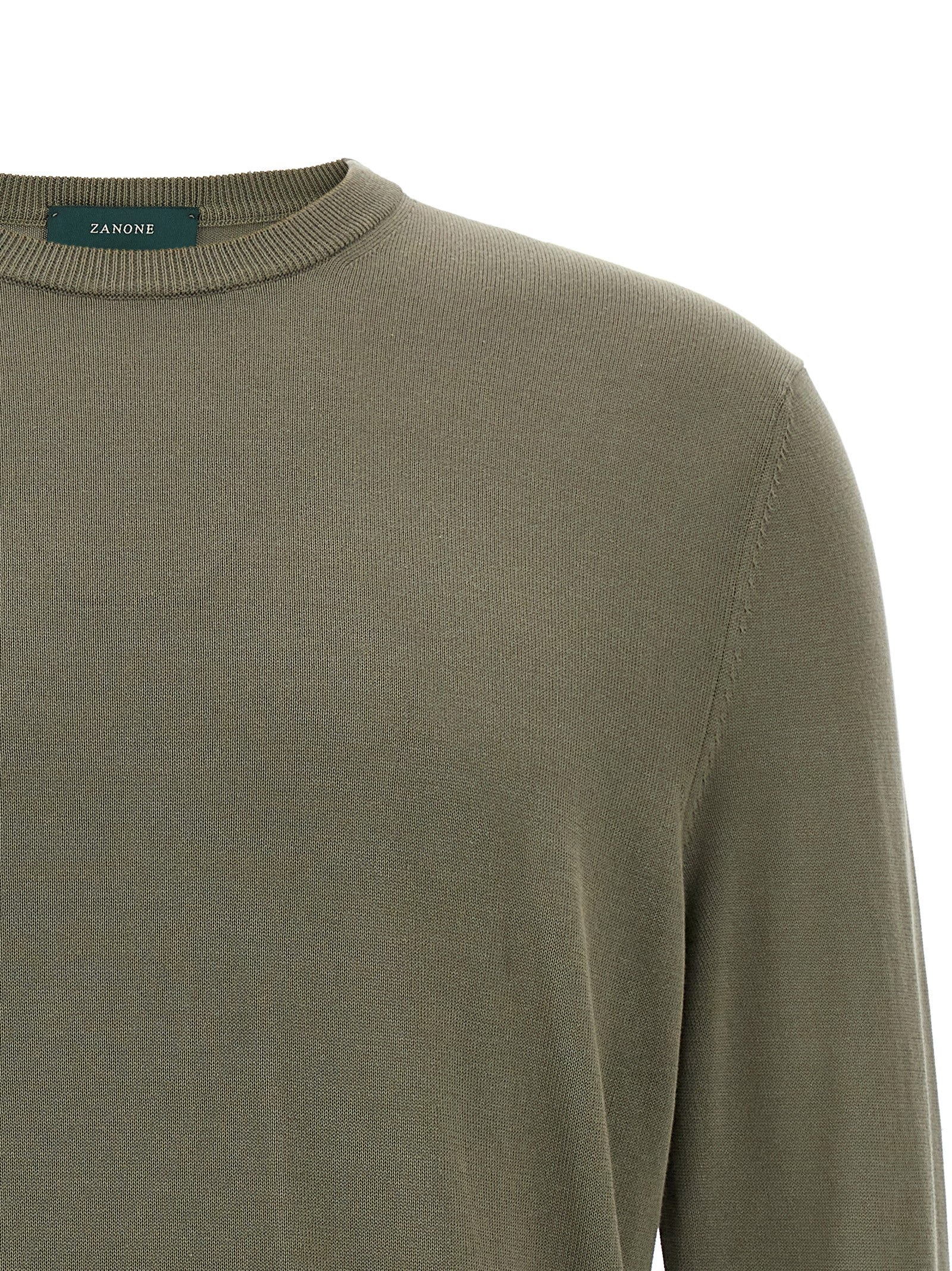Cardigan by ZANONE for men in cotton bicolour & green features a dramatic silhouette, showcasing a sophisticated crew neckline and dramatic detail for a timeless, premium look.