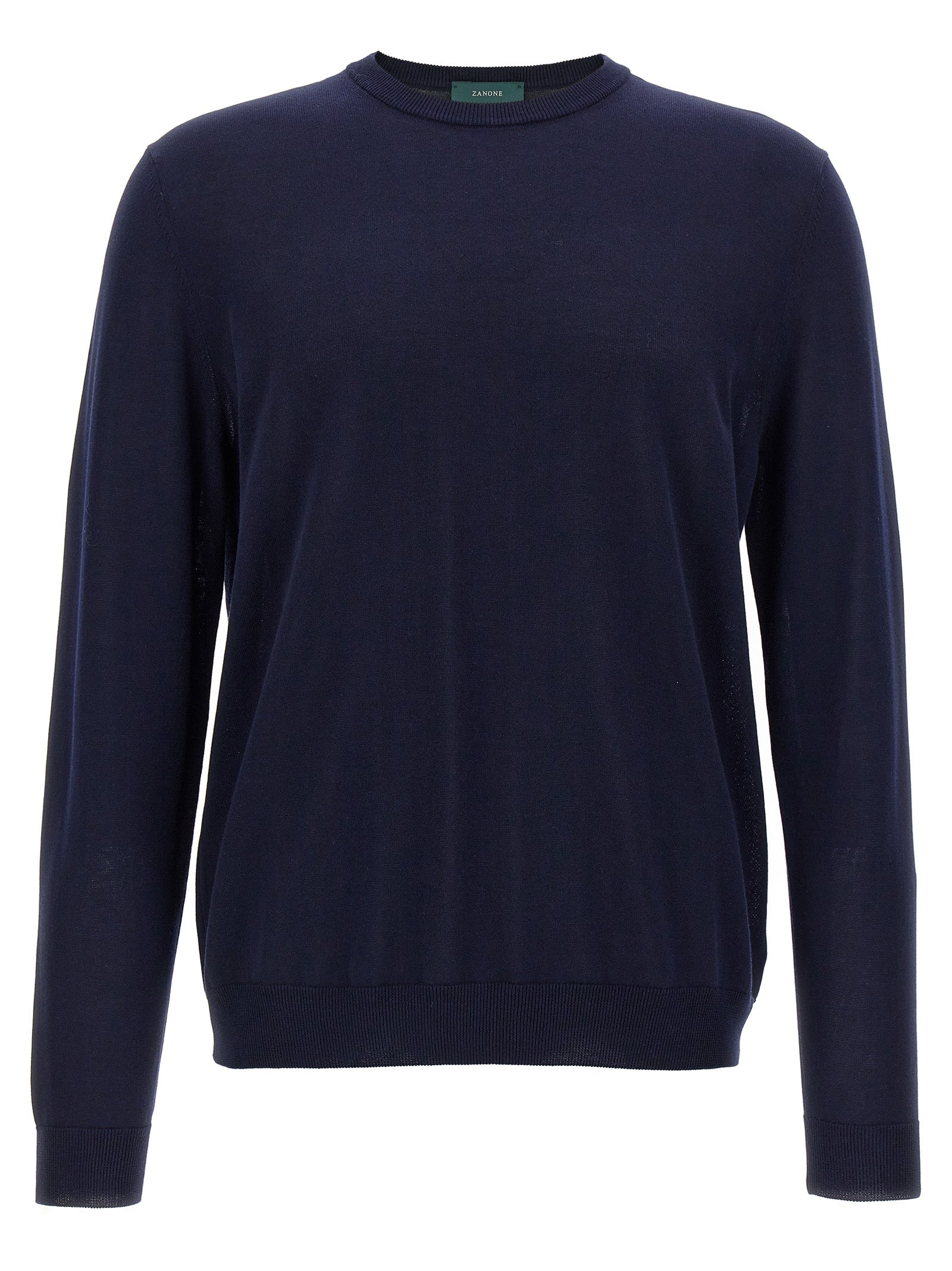 Cardigan by ZANONE for men in cotton blue features an impeccable silhouette, showcasing a sophisticated crew neckline and detail for a truly impeccable finish.
