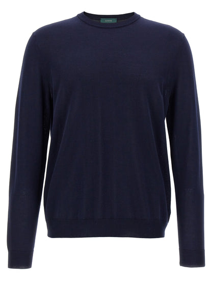 Cardigan by ZANONE for men in cotton blue features an impeccable silhouette, showcasing a sophisticated crew neckline and detail for a truly impeccable finish.