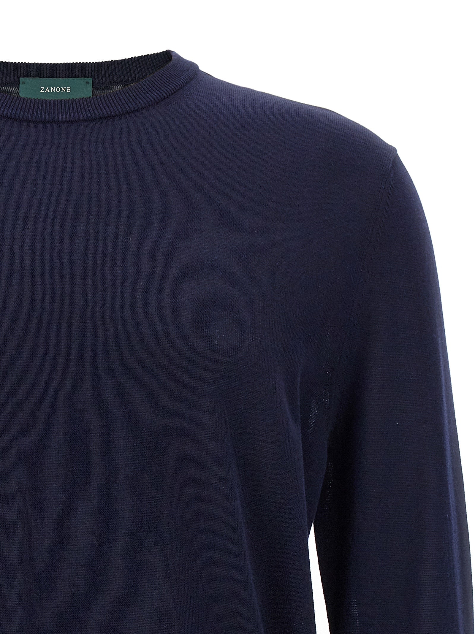Cardigan by ZANONE for men in cotton blue features a nuanced silhouette with a refined crew neckline and nuanced detailing for a sophisticated look.
