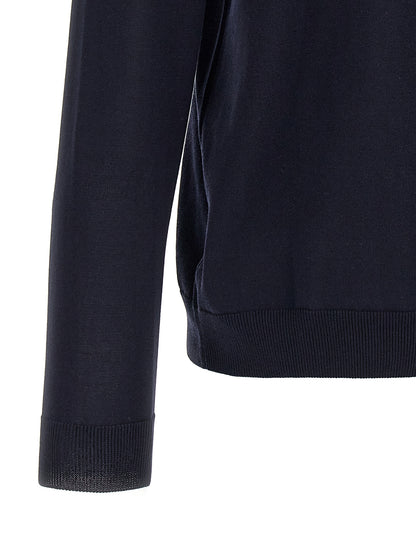 Cardigan by ZANONE for men in cotton blue showcases a captivating silhouette, artfully detailed with a captivating and crew neckline for a truly sophisticated captivating look.