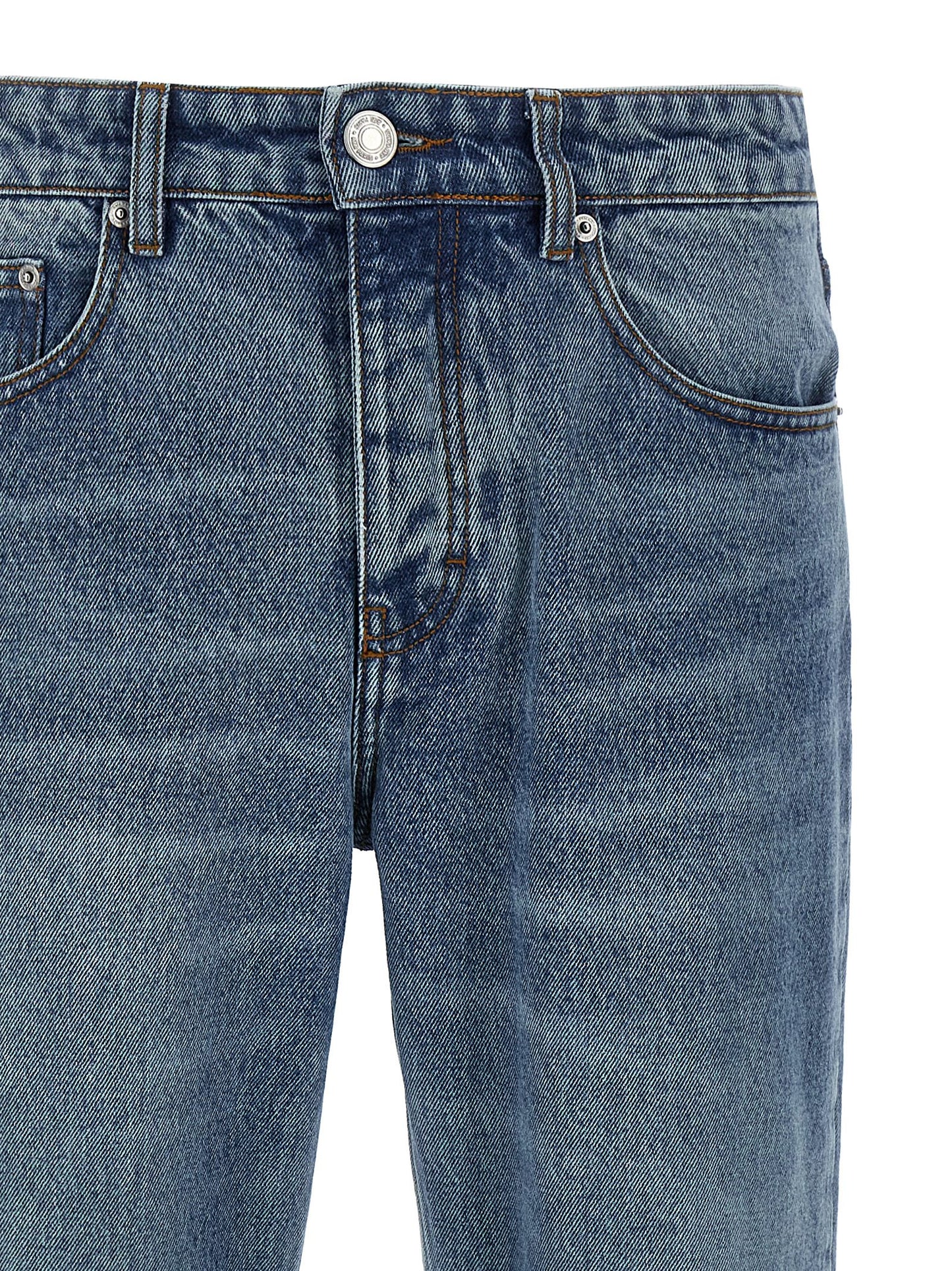 Jeans by Ami Paris for men in denim cotton blue & signature presents a refined pantology silhouette, artfully defined by a refined pantology straight-leg, long, and a sophisticated .