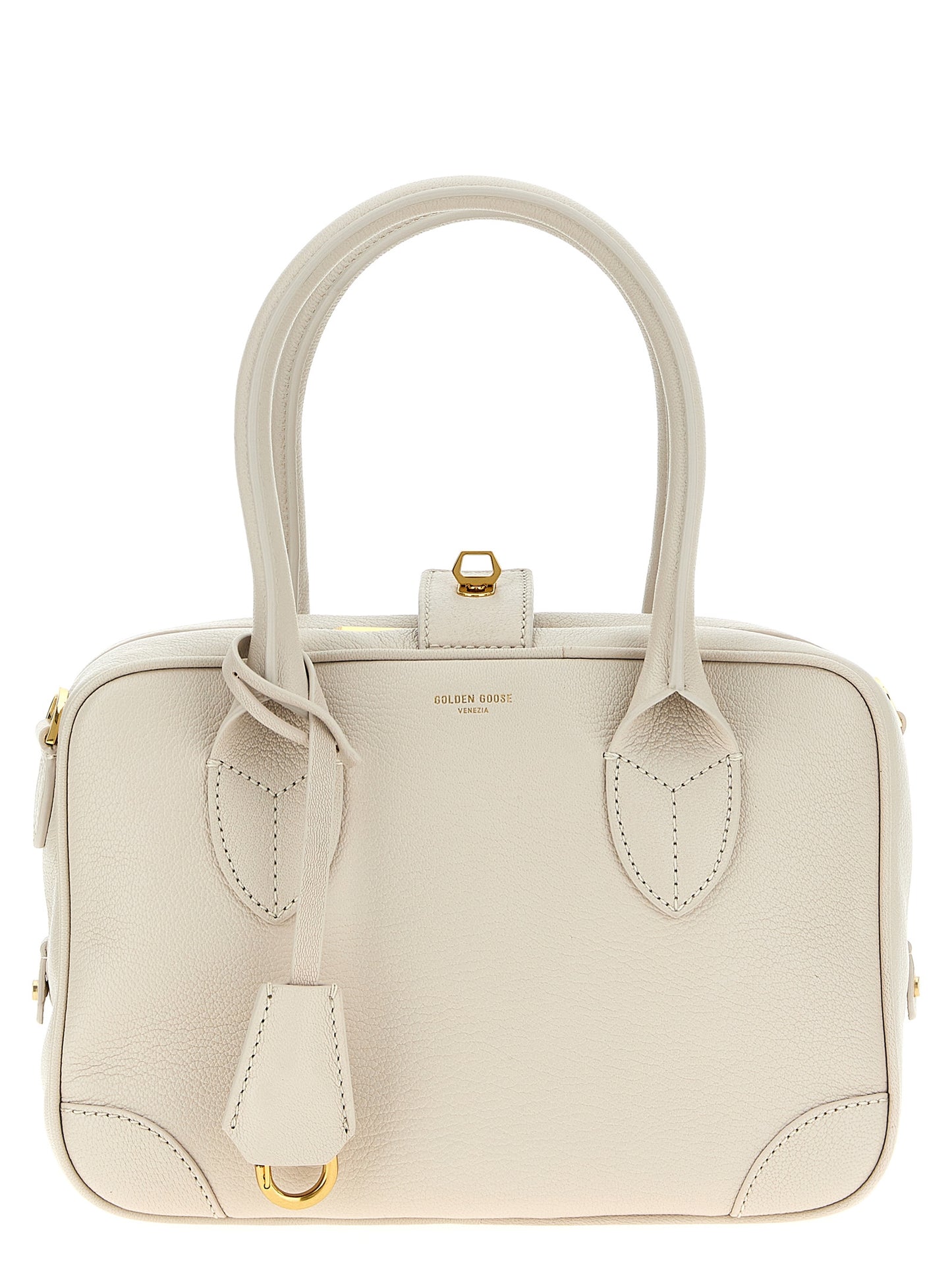 This Handbag by Golden Goose for women in viscose & synthetic fur and white presents a sculptural silhouette featuring a secure zipper, ample , and versatile shoulder-strap, adjustable-strap & handle for a sculptural finish.