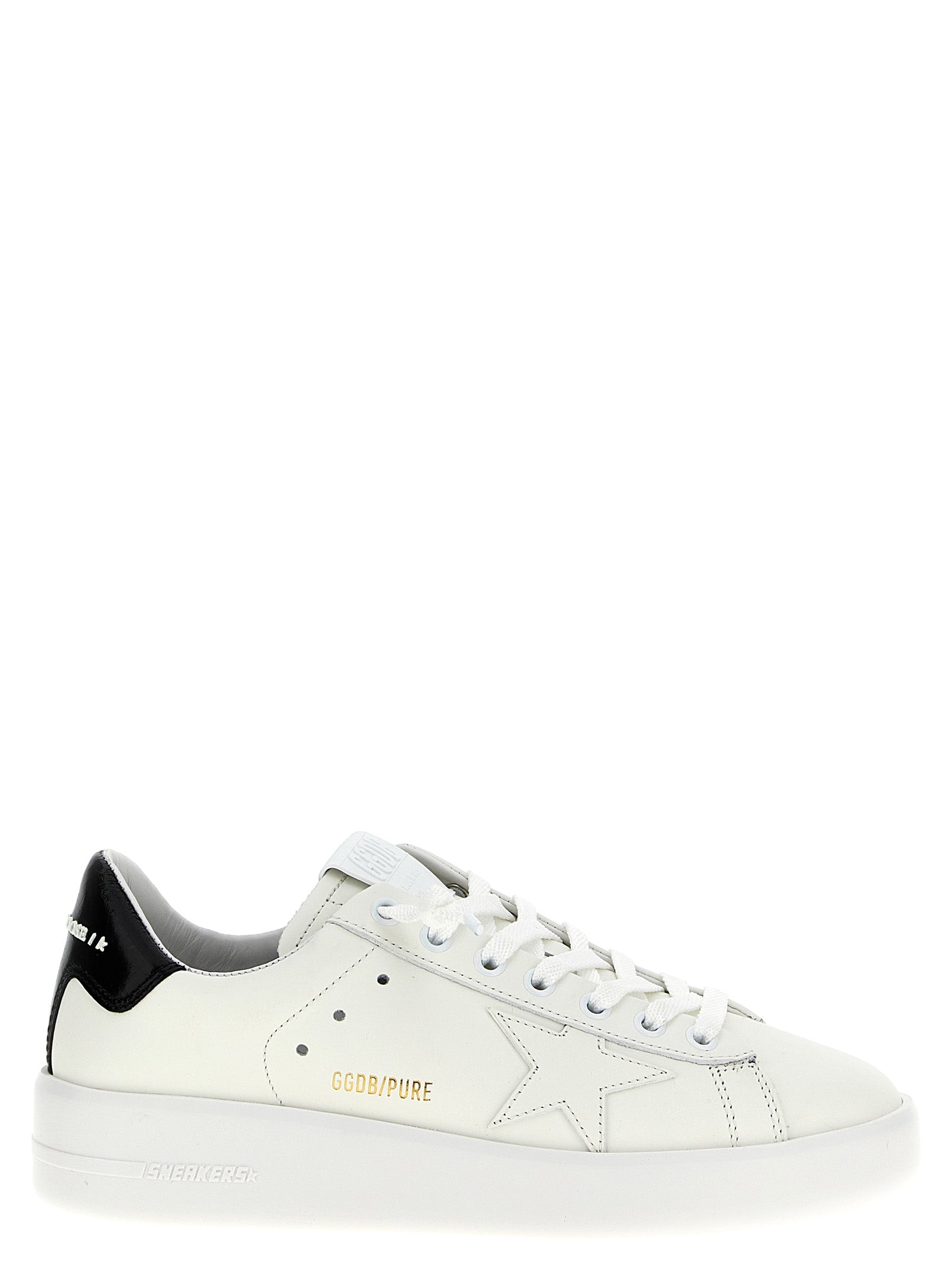 Sneakers by Golden Goose for women in bos taurus patent cowhide leather black & signature features a chic design, perfectly showcasing the chic low-top style of this Icons Star Women's Low Top Bos Taurus Patent Cowhide Leather Sneakers.