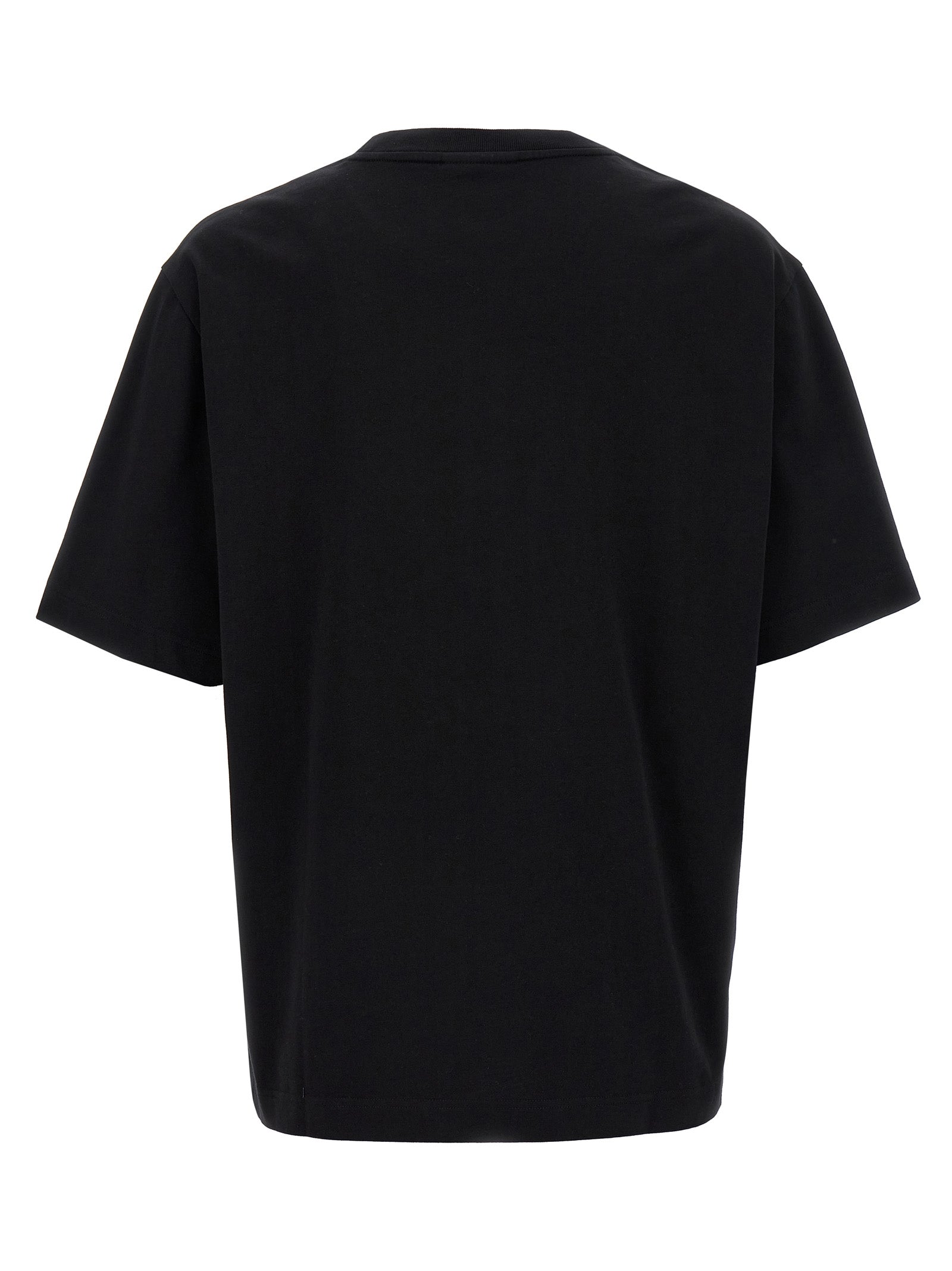 T-Shirt by Maison Kitsuné for men in cotton black showcases a fashionable silhouette, elegantly detailed with a fashionable and crew neckline for a sophisticated, high-fashion look.