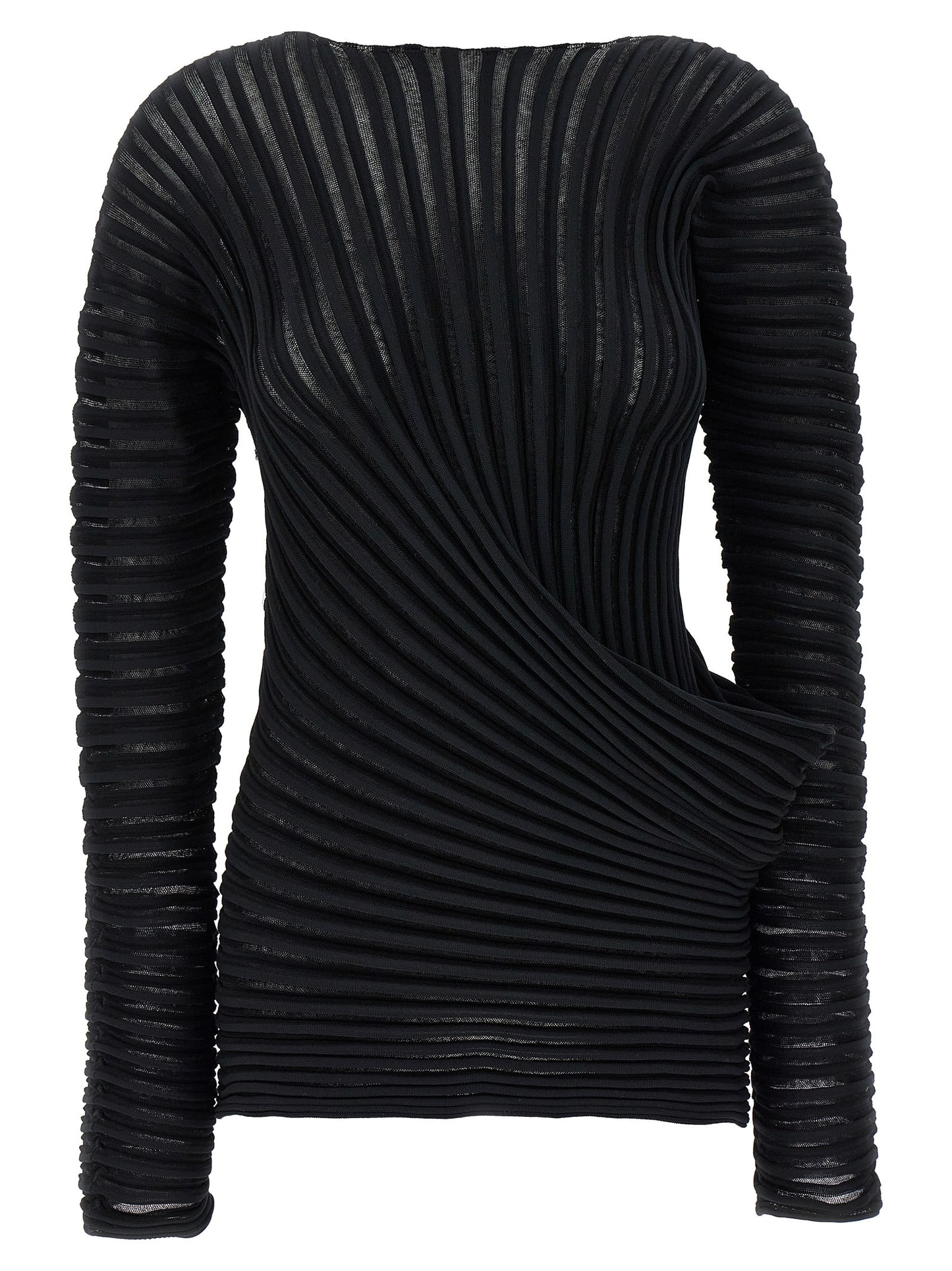 Shirt by Issey Miyake for women in cotton polyester black presents a discerning silhouette, showcasing a sophisticated crew neckline and for a truly discerning finish.