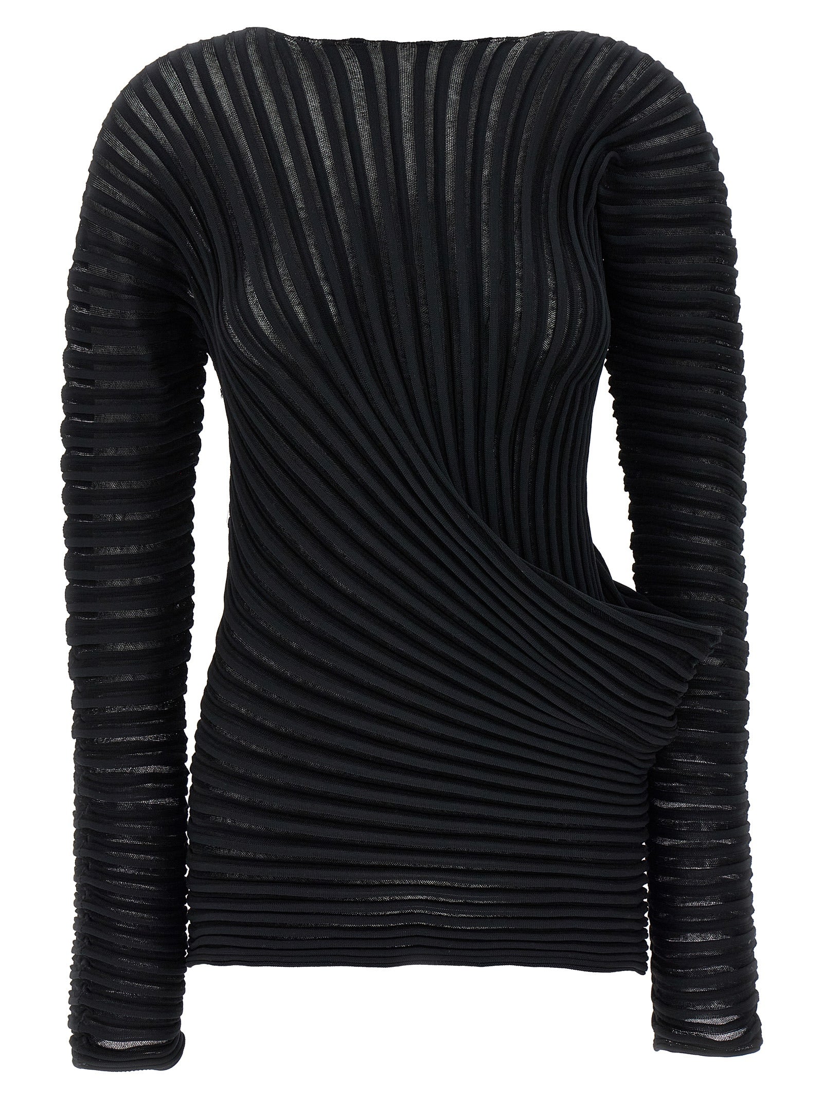 Shirt by Issey Miyake for women in cotton polyester black presents a discerning silhouette, showcasing a sophisticated crew neckline and for a truly discerning finish.