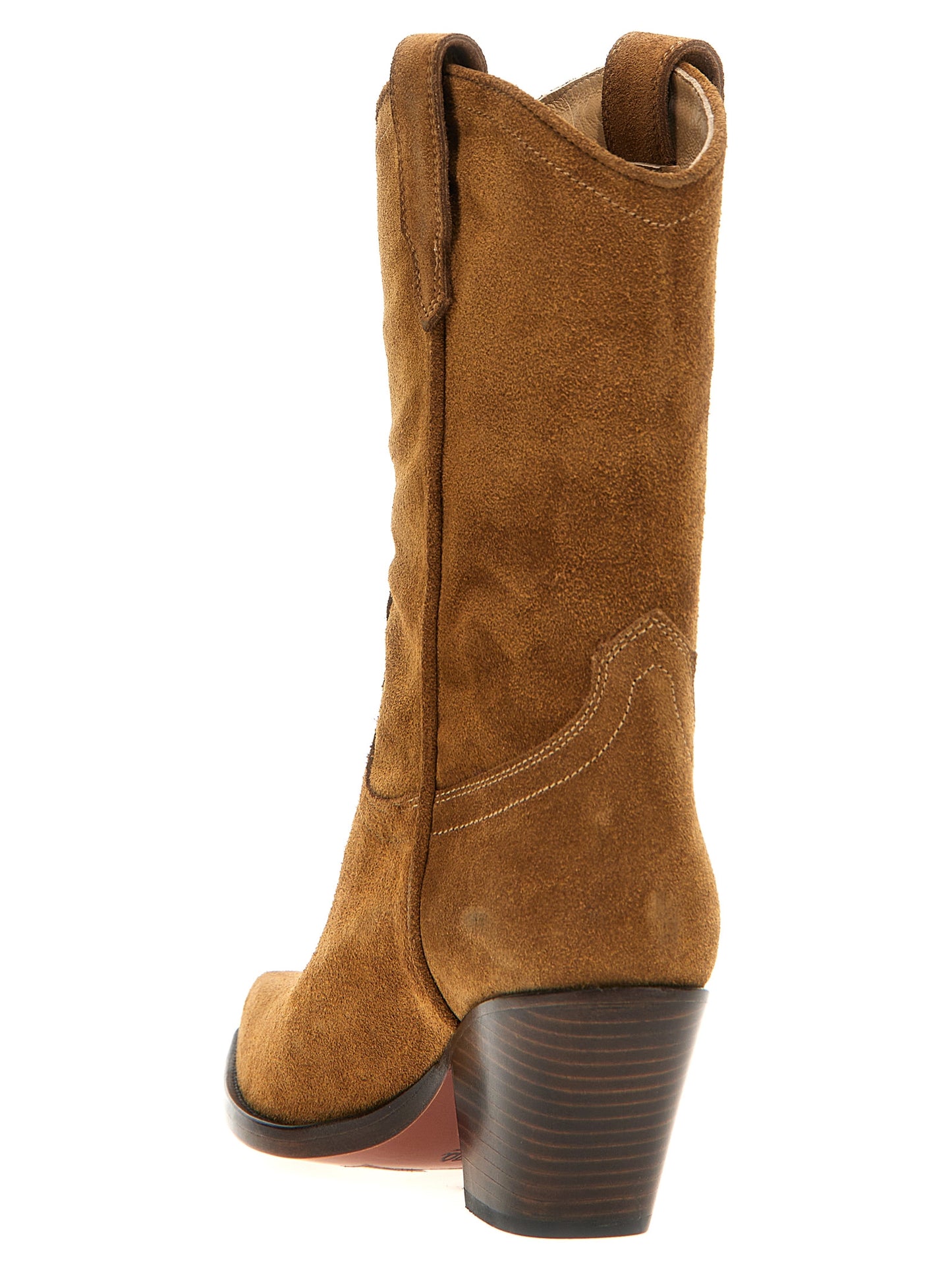 Ankle Chelsea Boots by Sonora for women in bos taurus calf suede leather brown features an dynamic silhouette, showcasing the dynamic Women's Bos Taurus Calf Suede Leather Ankle Chelsea Boots design with its distinctive and elegant pointed toe style.