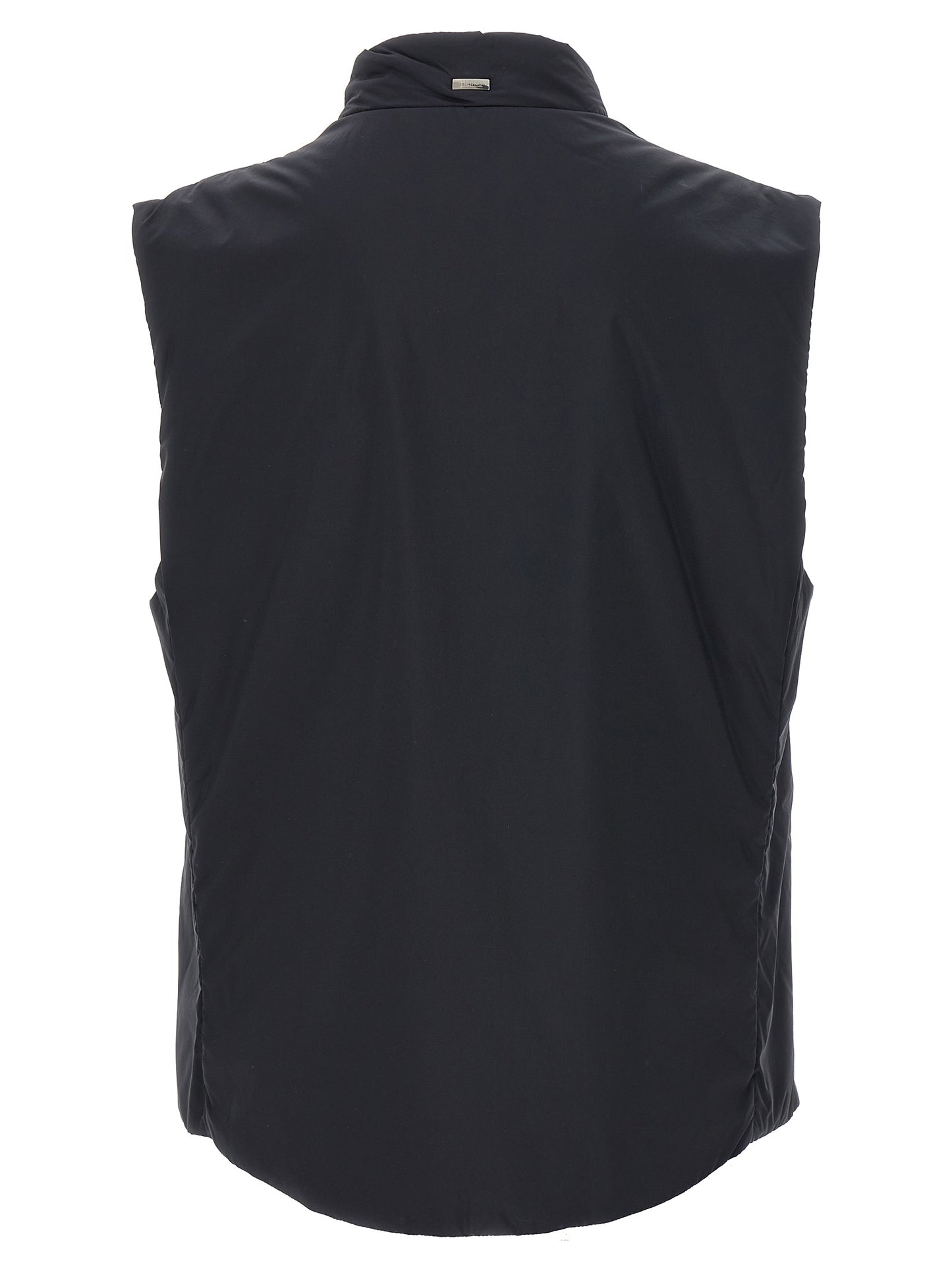 Vest by Herno for men in polyamide black features an contemporary silhouette, showcasing refined and a contemporary high-neck neckline for a sophisticated layered look.