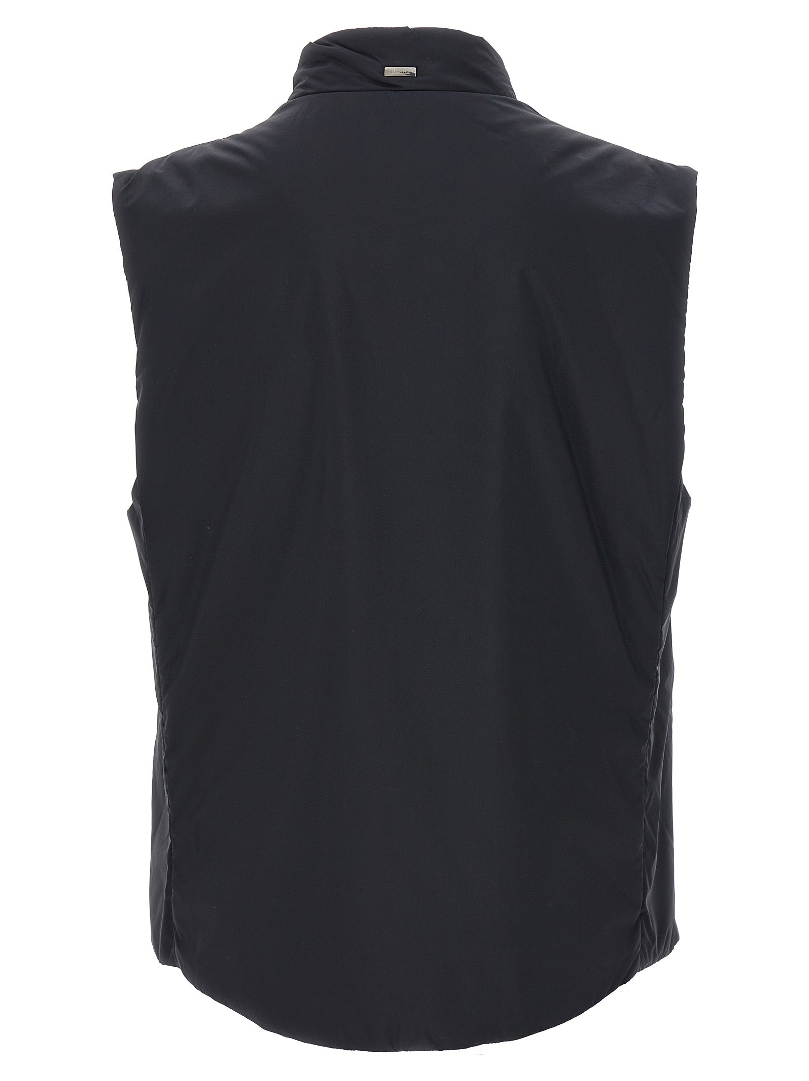 Vest by Herno for men in polyamide black features an contemporary silhouette, showcasing refined and a contemporary high-neck neckline for a sophisticated layered look.