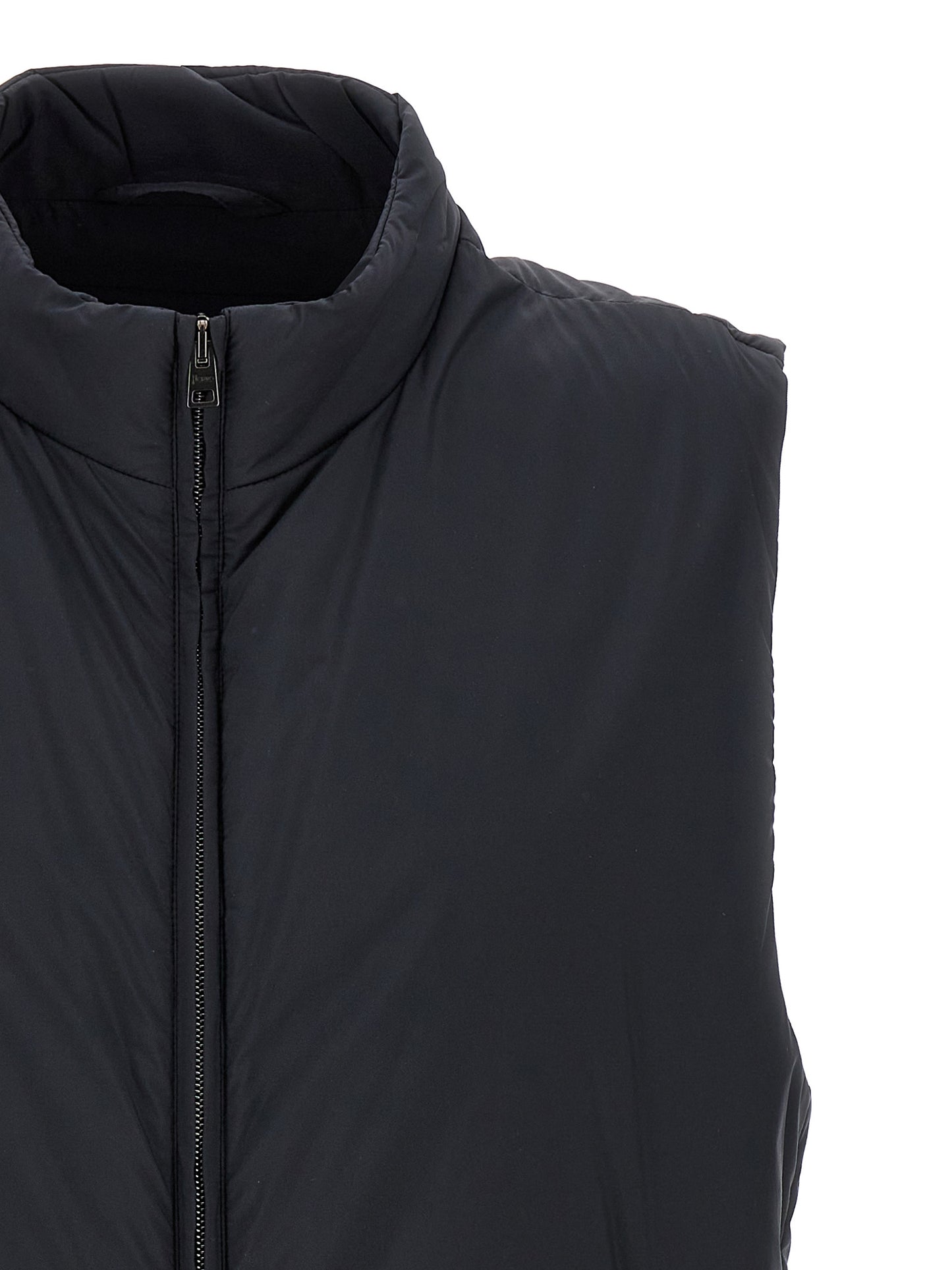 Vest by Herno for men in polyamide black features an on trend silhouette, showcasing a sophisticated high-neck neckline and premium for a truly on trend finish.