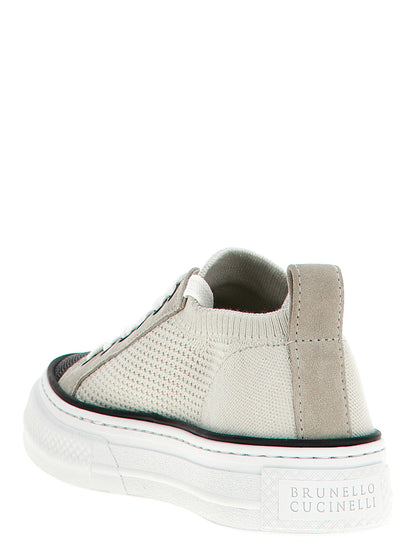 Sneakers by Brunello Cucinelli for women in suede leather & cotton multicolor features an timeless silhouette from the Monile Women's Low Top Slip On Suede Leather & Cotton Sneakers collection, showcasing a signature low-top slip-on style with an timeless finish.