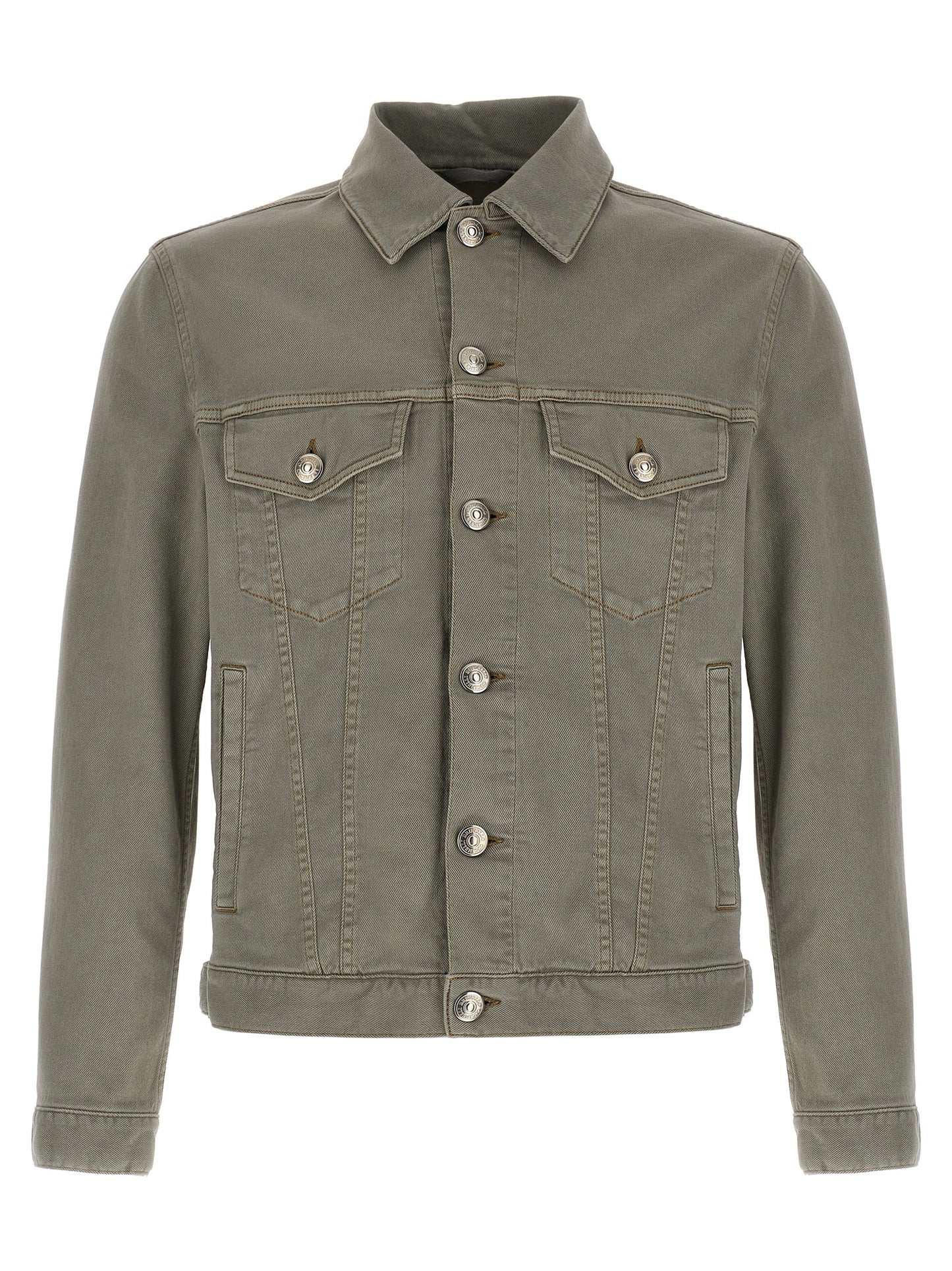 Trucker Jacket by Brunello Cucinelli for men in stretch denim cotton twill gray features an on trend silhouette, showcasing refined and a sophisticated for a truly on trend finish.