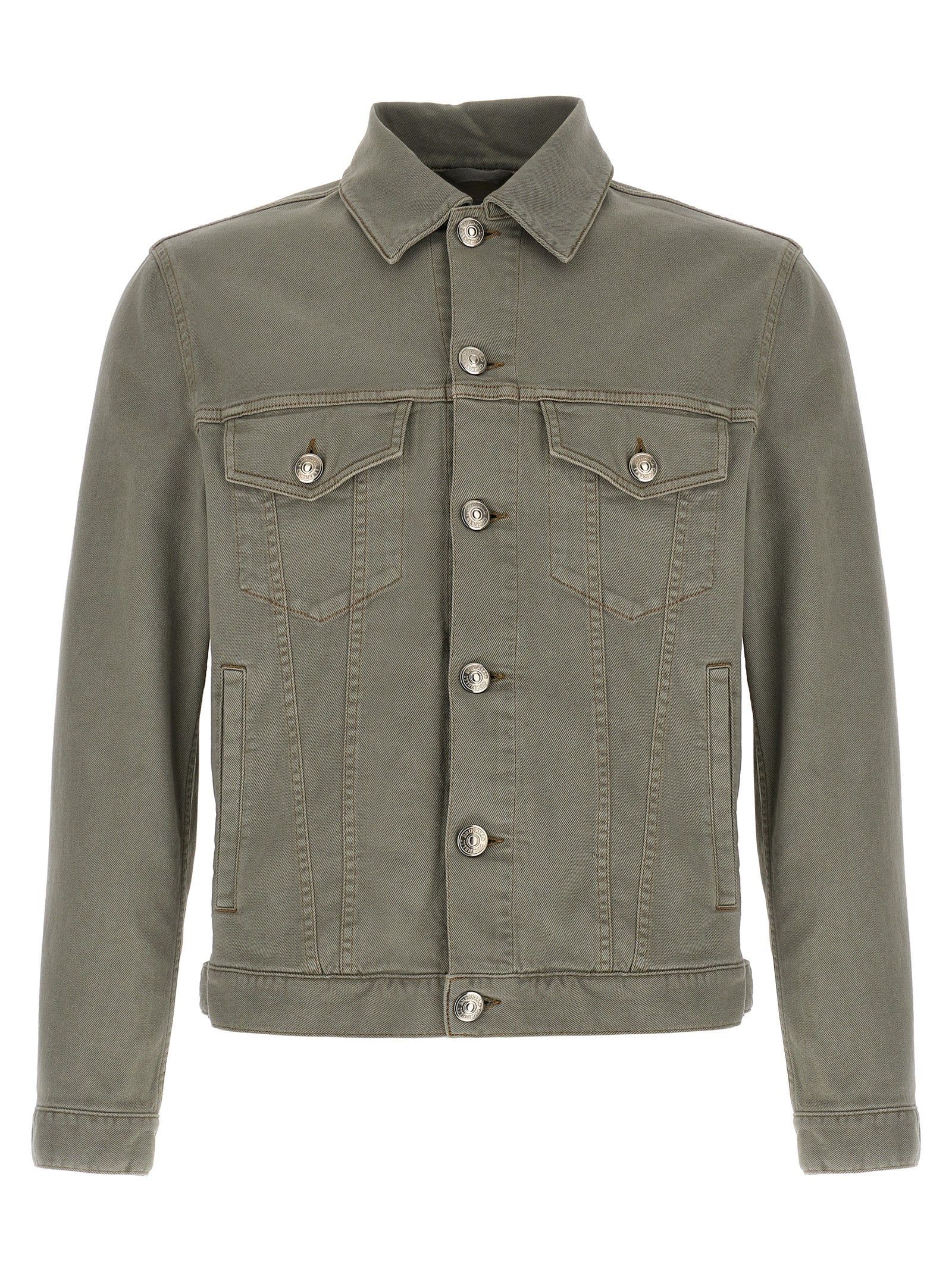 Trucker Jacket by Brunello Cucinelli for men in stretch denim cotton twill gray features an on trend silhouette, showcasing refined and a sophisticated for a truly on trend finish.