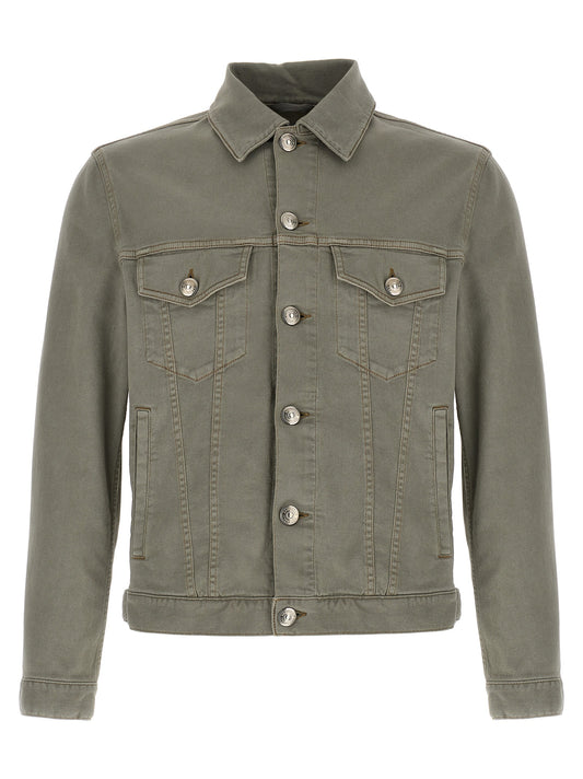 Trucker Jacket by Brunello Cucinelli for men in stretch denim cotton twill gray features an on trend silhouette, showcasing refined and a sophisticated for a truly on trend finish.