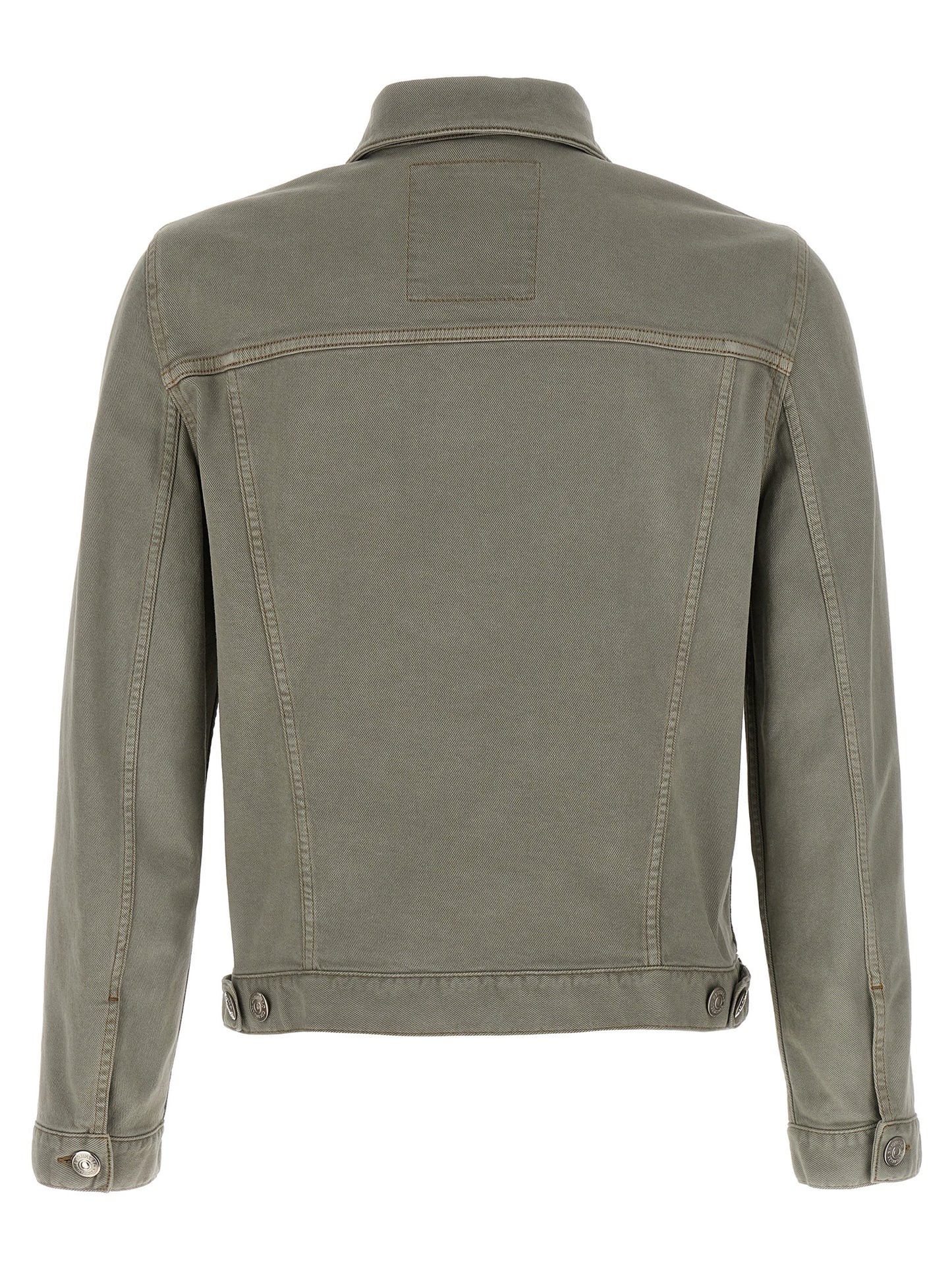 Trucker Jacket by Brunello Cucinelli for men in stretch denim cotton twill gray features a dramatic silhouette, showcasing a sophisticated and distinctive for a dramatic aesthetic.