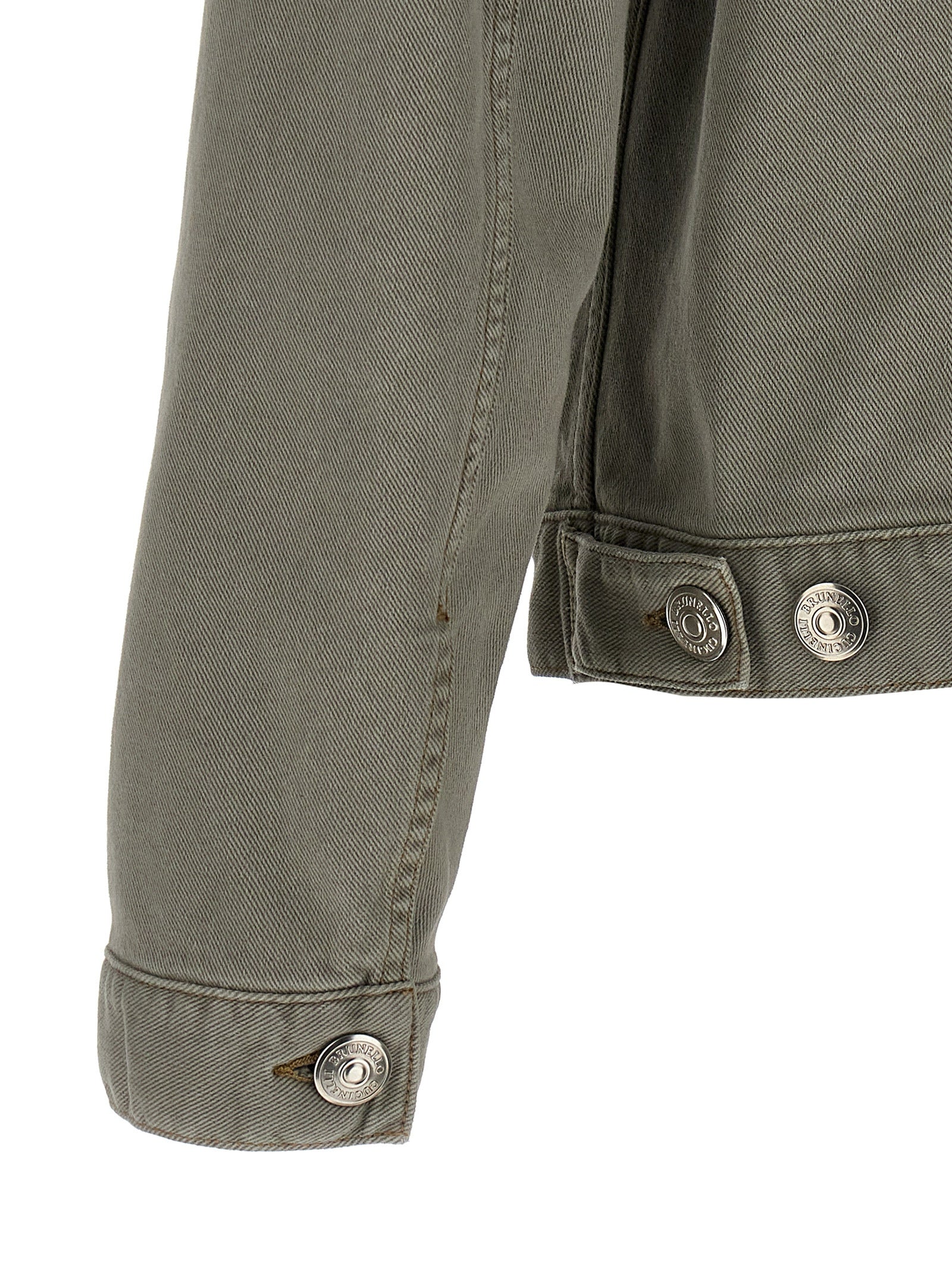 Trucker Jacket by Brunello Cucinelli for men in stretch denim cotton twill gray features an contemporary silhouette, showcasing a sophisticated and contemporary for a truly refined look.