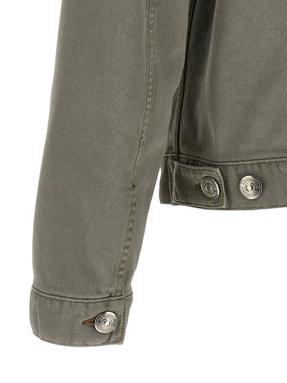 Trucker Jacket by Brunello Cucinelli for men in stretch denim cotton twill gray features an contemporary silhouette, showcasing a sophisticated and contemporary for a truly refined look.