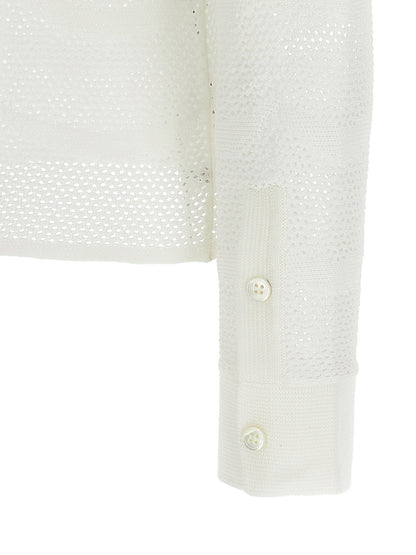 Cardigan by Tom Ford for women in silk cotton canvas white features an crisp silhouette, showcasing a sophisticated and detail for a truly crisp finish.