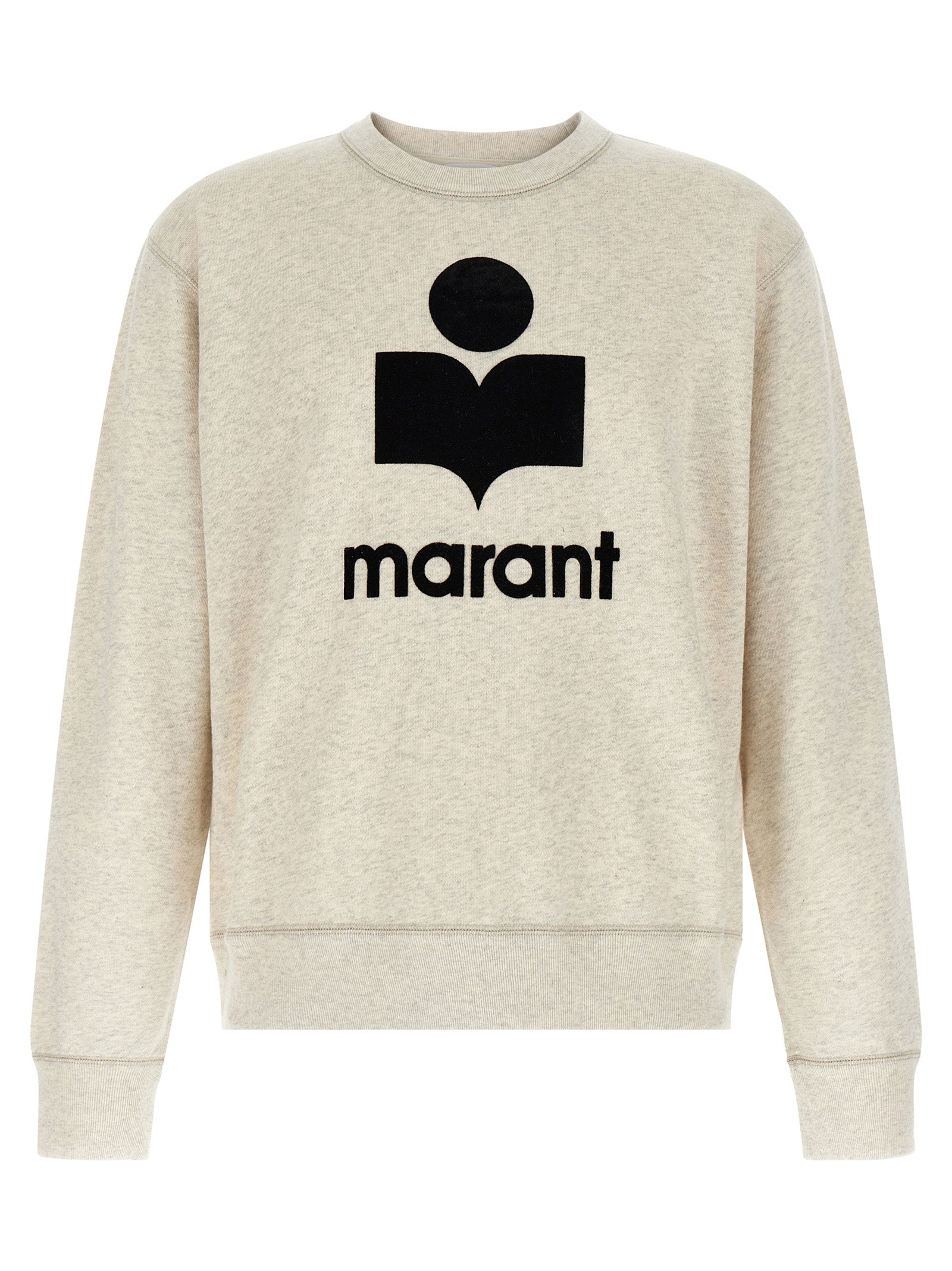 Sweatshirt by Isabel Marant for men in polyester cotton velvet gray showcases a slouchy chic silhouette, artfully detailed with a slouchy chic crew neckline and long-sleeve for a slouchy chic finish.