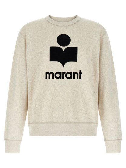 Sweatshirt by Isabel Marant for men in polyester cotton velvet gray showcases a slouchy chic silhouette, artfully detailed with a slouchy chic crew neckline and long-sleeve for a slouchy chic finish.