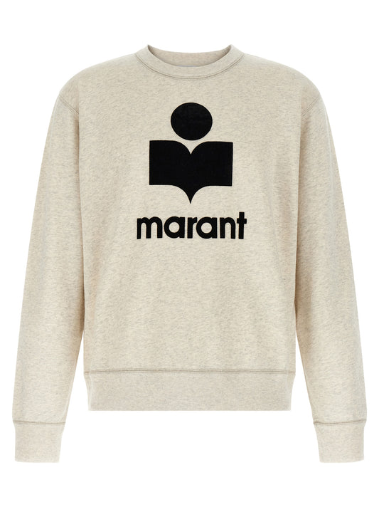 Sweatshirt by Isabel Marant for men in polyester cotton velvet gray showcases a slouchy chic silhouette, artfully detailed with a slouchy chic crew neckline and long-sleeve for a slouchy chic finish.