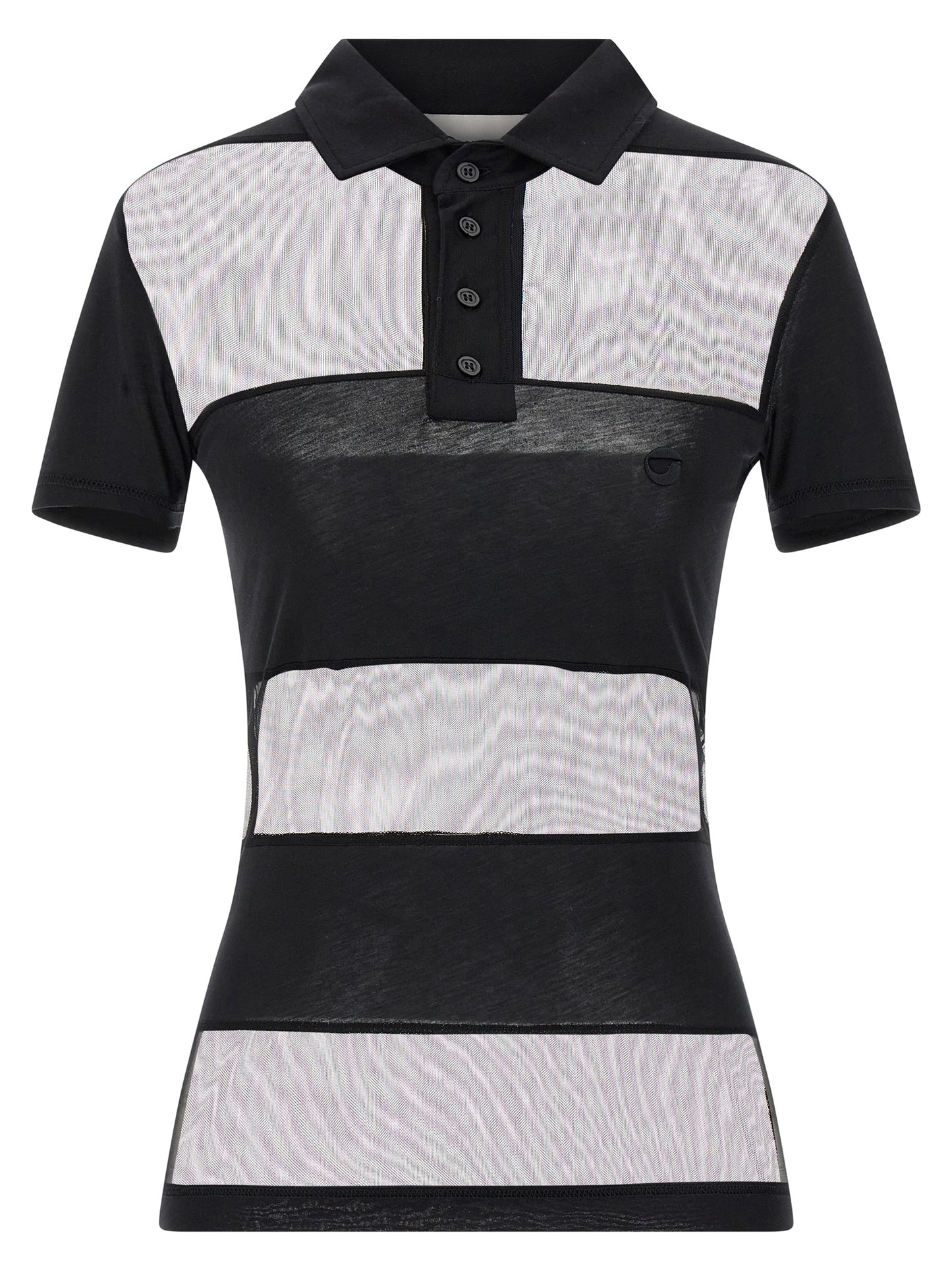 Polo Shirt by Coperni for women in stretch polyamide cotton black, transparent & striped showcases a enviable silhouette, featuring a refined and short-sleeve for a enviable finish.