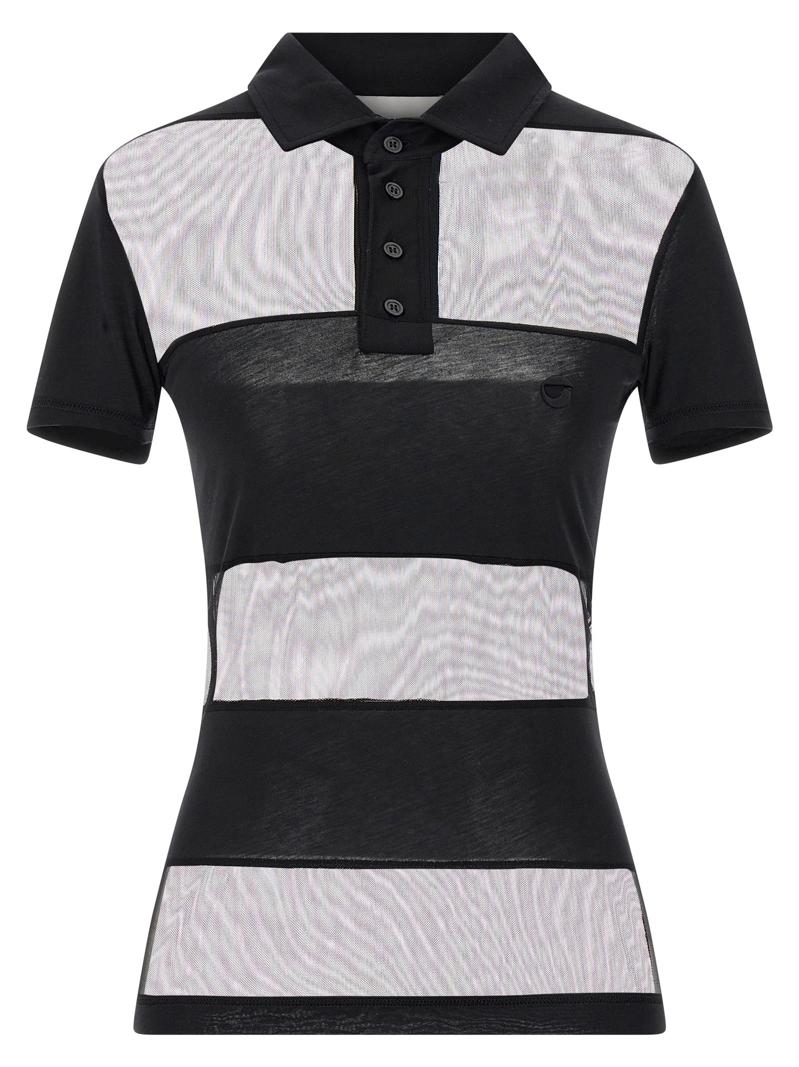 Polo Shirt by Coperni for women in stretch polyamide cotton black, transparent & striped showcases a enviable silhouette, featuring a refined and short-sleeve for a enviable finish.