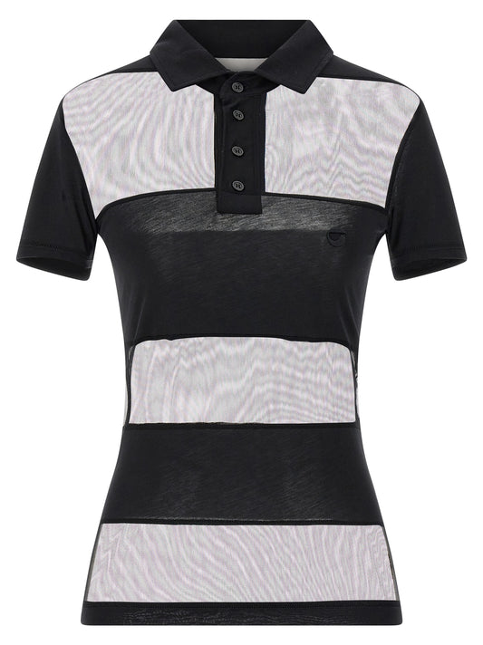 Polo Shirt by Coperni for women in stretch polyamide cotton black, transparent & striped showcases a enviable silhouette, featuring a refined and short-sleeve for a enviable finish.