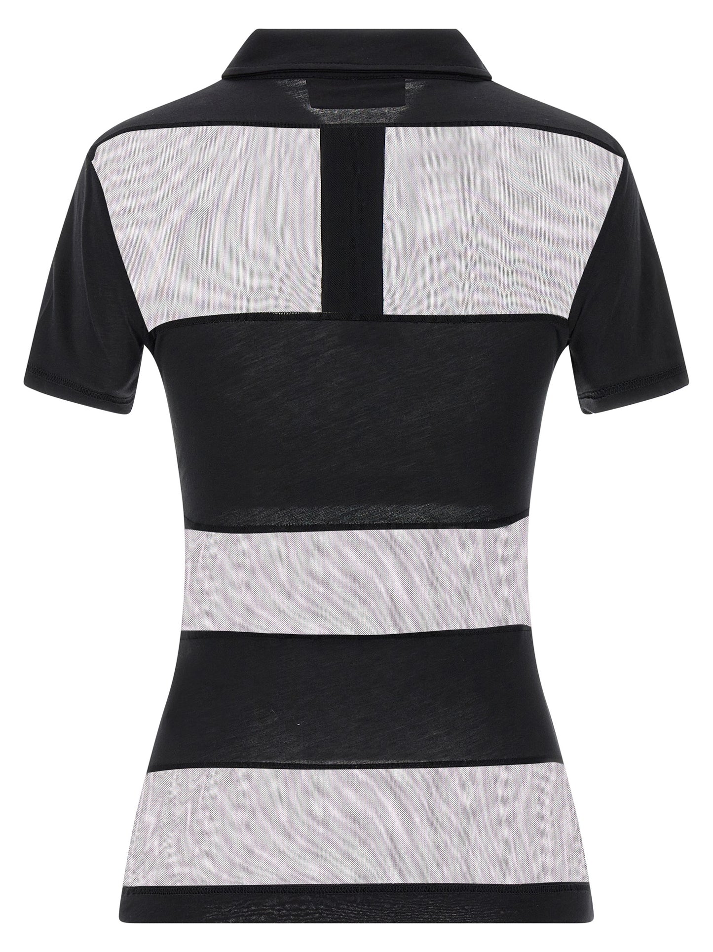 Polo Shirt by Coperni for women in stretch polyamide cotton black, transparent & striped presents a sleek silhouette, featuring a refined and for a sleek finish.