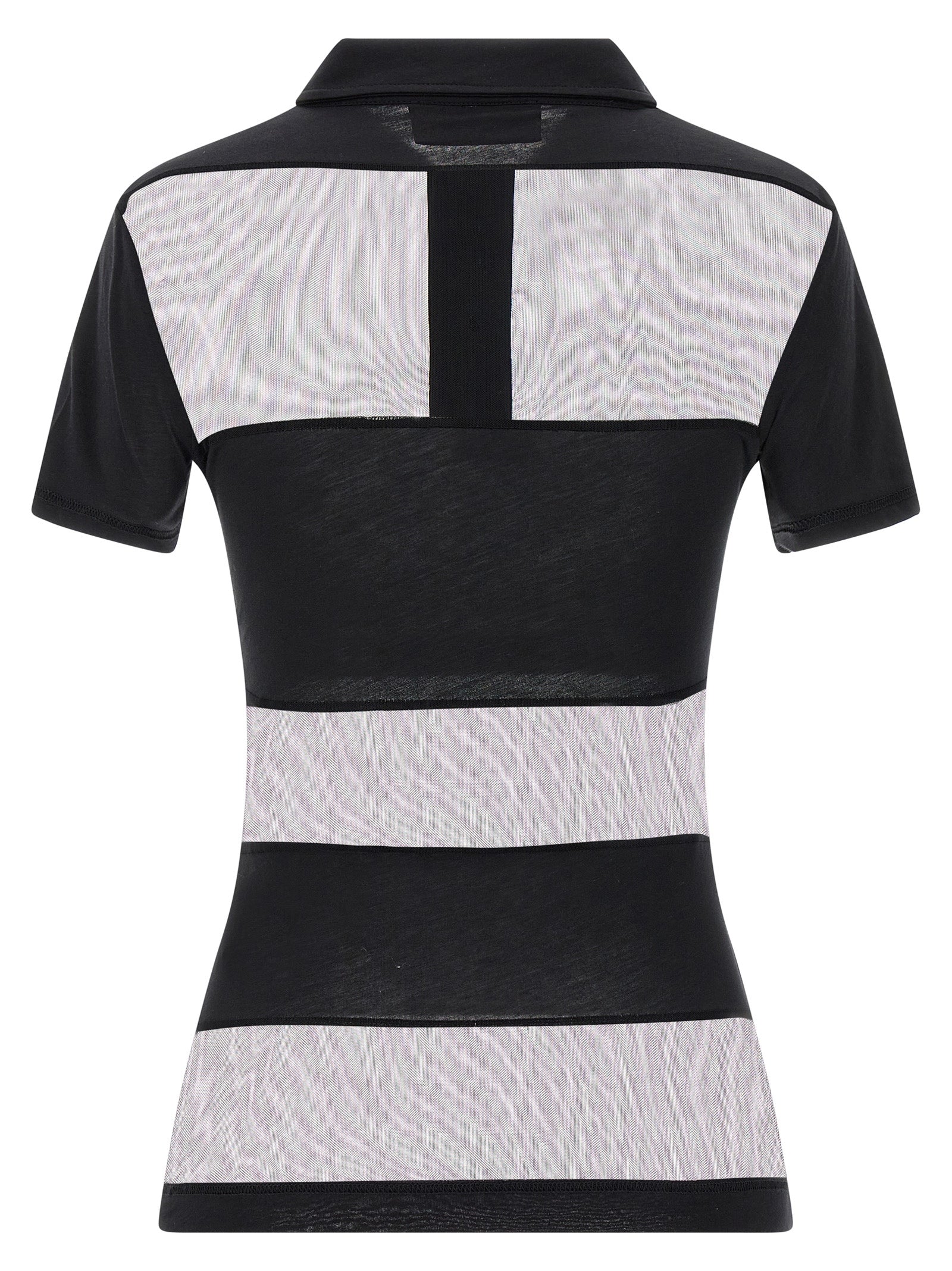 Polo Shirt by Coperni for women in stretch polyamide cotton black, transparent & striped presents a sleek silhouette, featuring a refined and for a sleek finish.