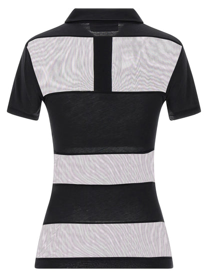 Polo Shirt by Coperni for women in stretch polyamide cotton black, transparent & striped presents a sleek silhouette, featuring a refined and for a sleek finish.