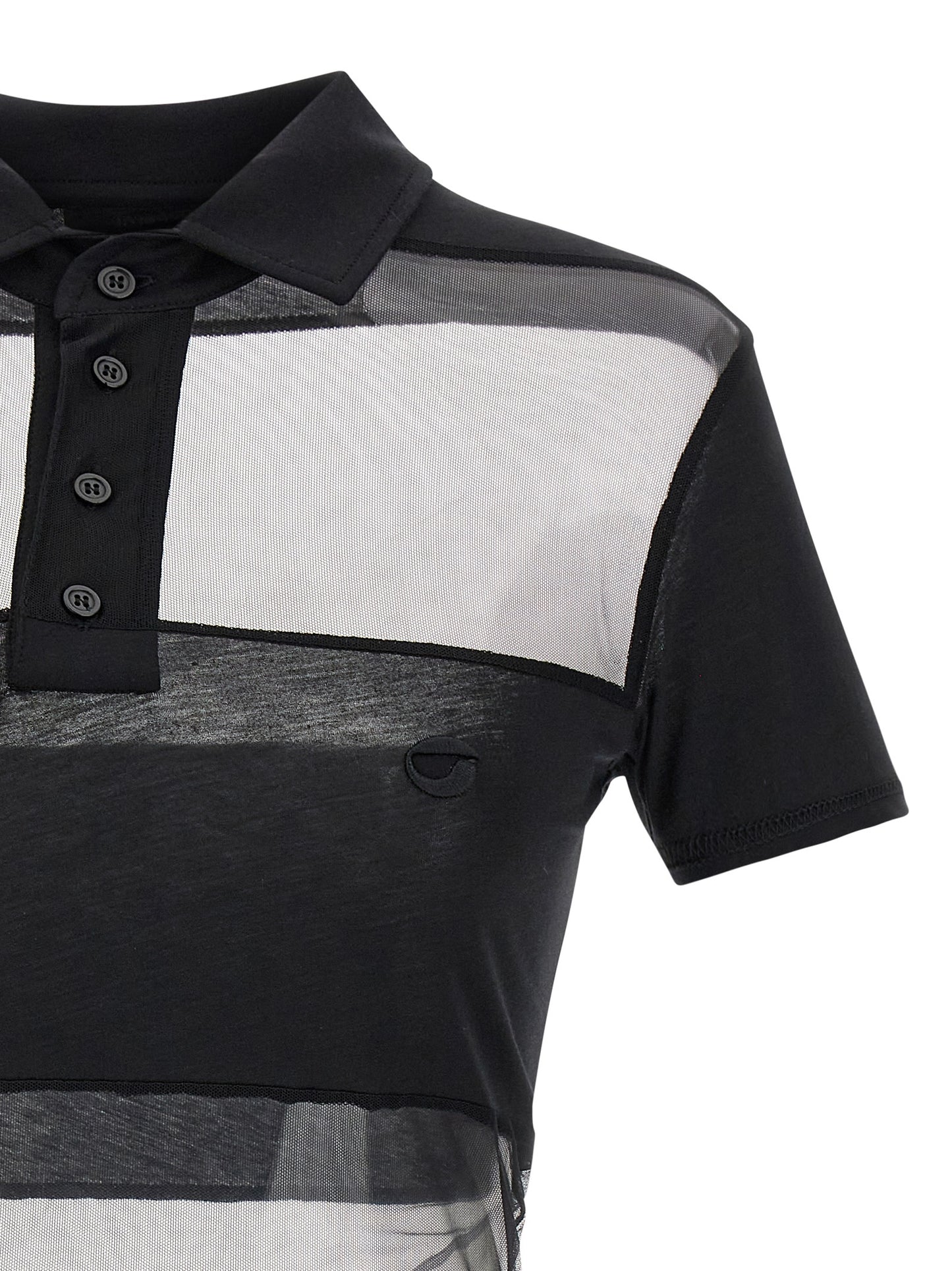Polo Shirt by Coperni for women in stretch polyamide cotton black, transparent & striped features a eye catching silhouette, showcasing a refined and for a eye catching finish.