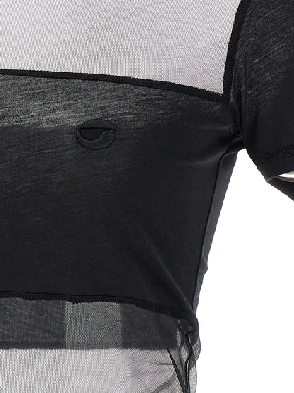 This Polo Shirt by Coperni for women in stretch polyamide cotton black, transparent & striped presents a flawless silhouette, showcasing flawless detailing and a refined for a truly flawless aesthetic.