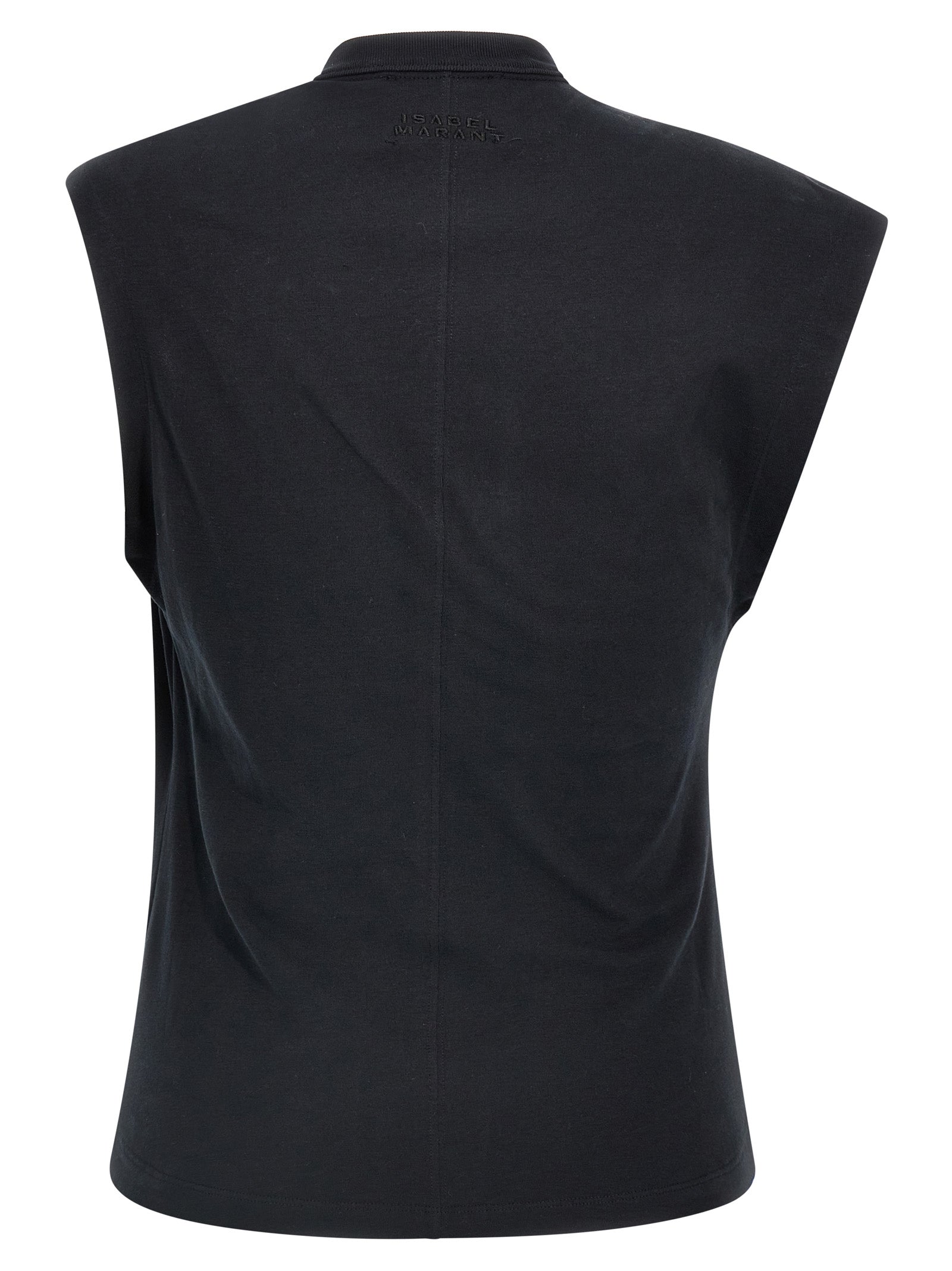 T-Shirt by Isabel Marant for women in cotton black showcases a dramatic silhouette, elegantly detailed with a dramatic round neckline and for a truly dramatic finish.
