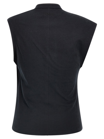 T-Shirt by Isabel Marant for women in cotton black showcases a dramatic silhouette, elegantly detailed with a dramatic round neckline and for a truly dramatic finish.