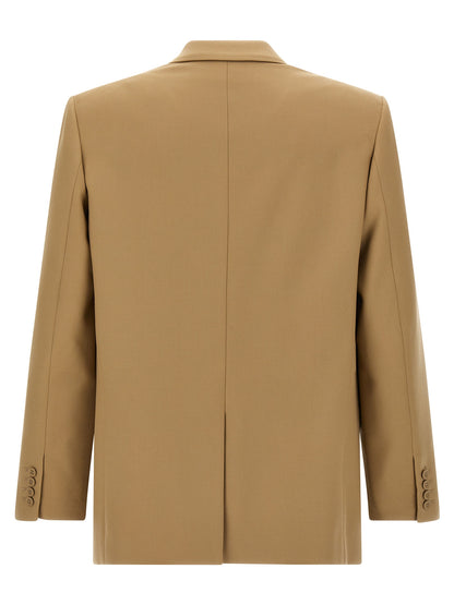 Blazer by Saint Laurent for men in wool beige showcases a polished silhouette, highlighted by a refined and polished for a sophisticated finish.