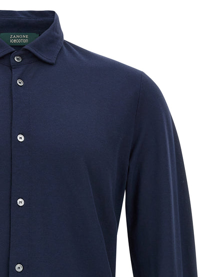 Shirt by ZANONE for men in cotton blue showcases a sublime silhouette, artfully detailed with a sublime and for a sophisticated, sublime finish.