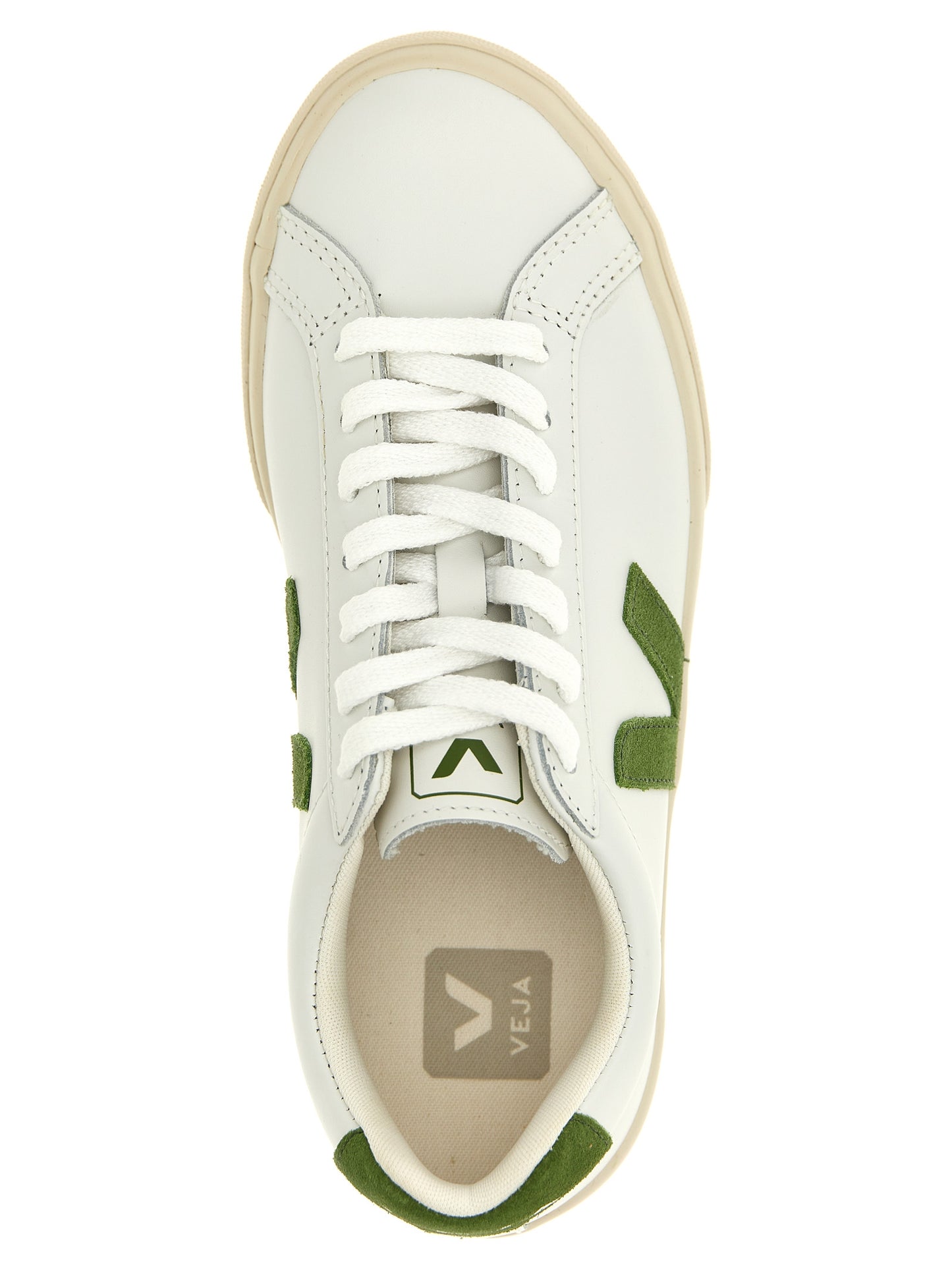 Sneakers by Veja for women in calfskin leather bicolour & green features a chic design, perfectly showcasing the chic low-top style of this Essence Women's Low Top Calfskin Leather Sneakers.