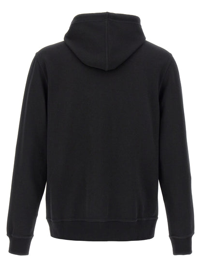 Sweatshirt Hoodie by Brunello Cucinelli for men in plush polyamide cotton & silk black features a slouchy chic silhouette, detailed with a slouchy chic and a signature hooded neckline for an elevated aesthetic.