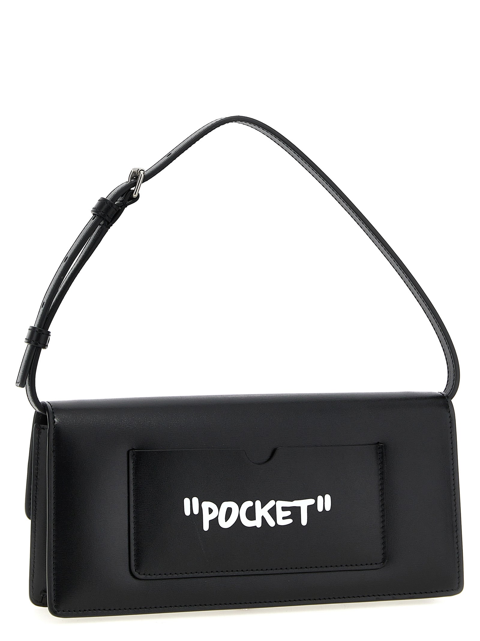 Shoulder Flap Bag by Off-White for women in bos taurus calf suede leather bicolour, black, white & print features a statuesque silhouette, showcasing a secure flap & magnetic and statuesque with versatile shoulder-strap, adjustable-strap & handle for a statuesque finish.