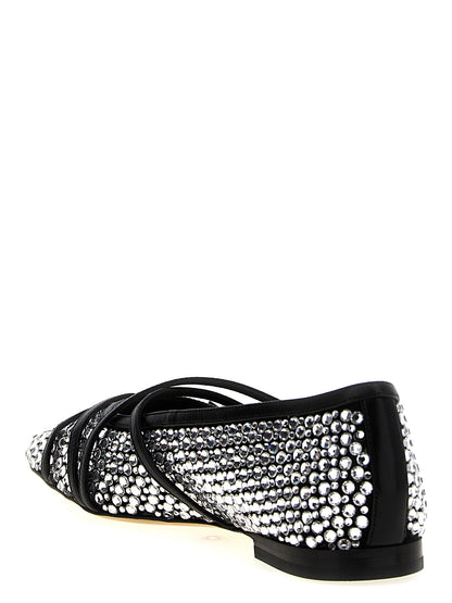 Ballet Flat Shoes by MACH & MACH for women in polyamide rhinestone & crystal black showcases a enchanting silhouette as part of the Women's Polyamide Rhinestone & Crystal Ballet Flat Shoes collection, defined by a enchanting square toe style and for a enchanting look.