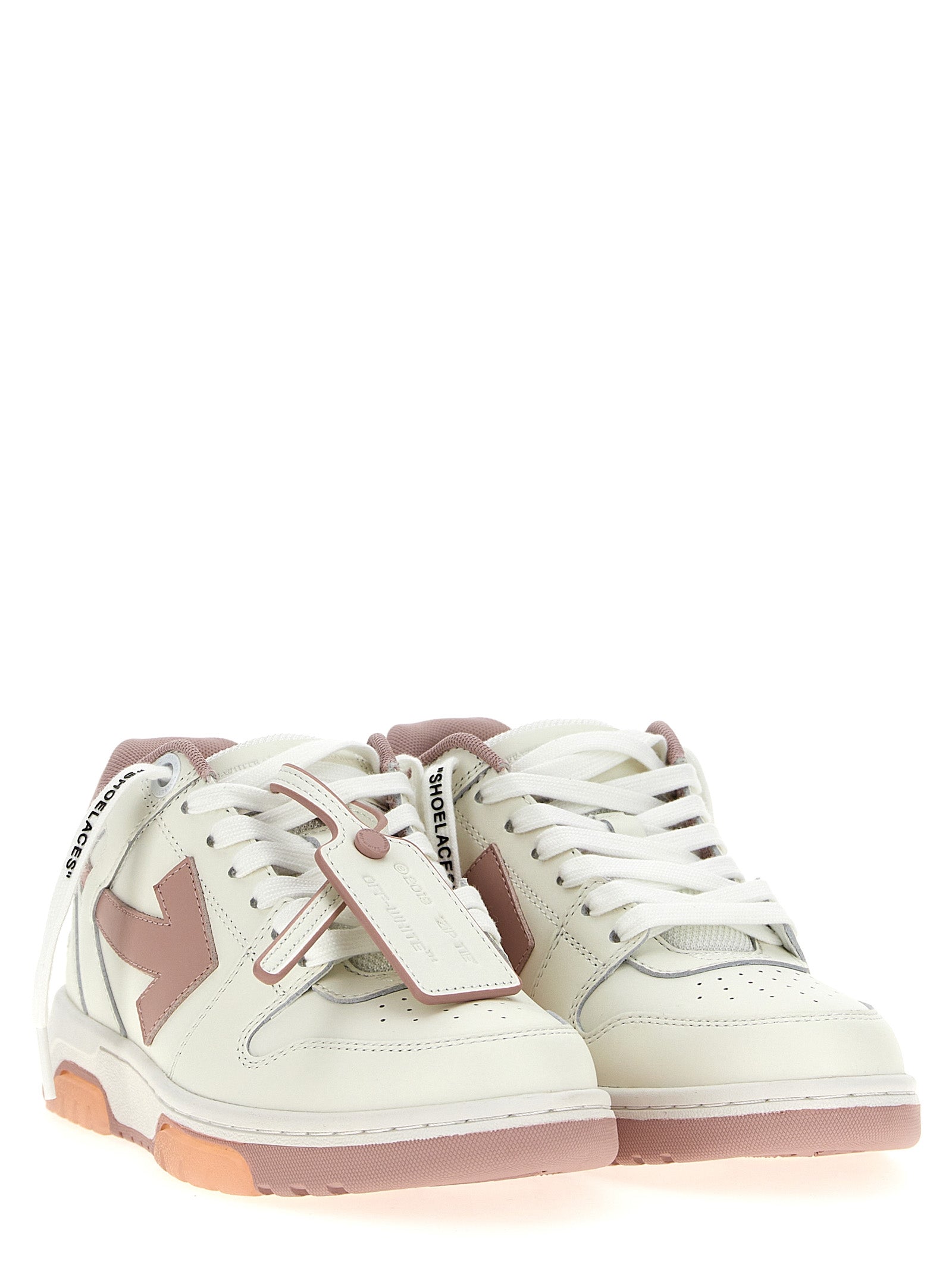 Sneakers by Off-White for women in polyester rubber leather multicolor, pink & white features an fashionable silhouette, showcasing the premium Women's Low Top Polyester Rubber Leather Sneakers in a fashionable low-top style that offers a fashionable finish for refined style.