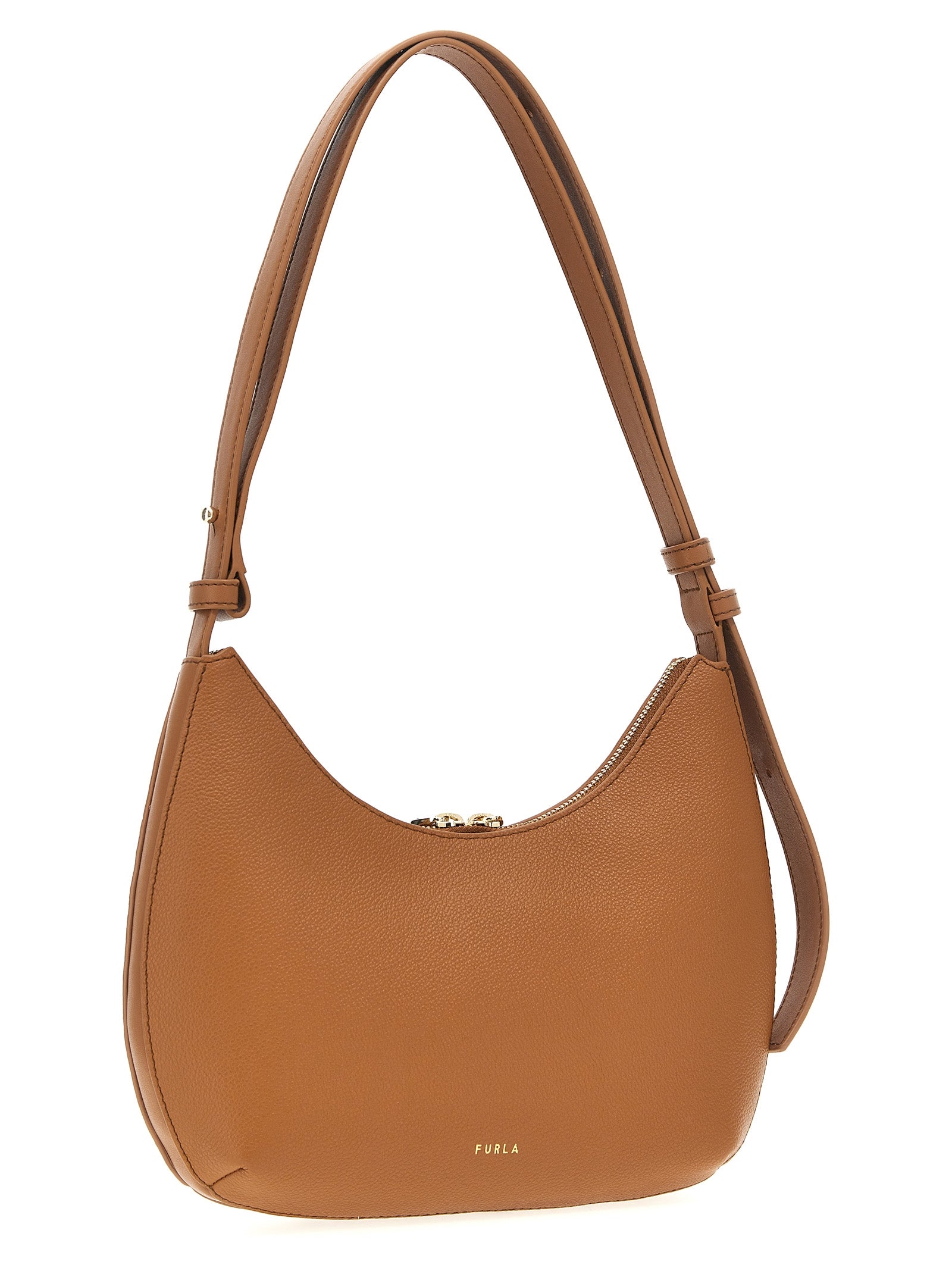 Shoulder Bag by Furla for women in leather brown presents a statuesque silhouette, showcasing a secure zipper and statuesque with versatile shoulder-strap & adjustable-strap for a sophisticated look.